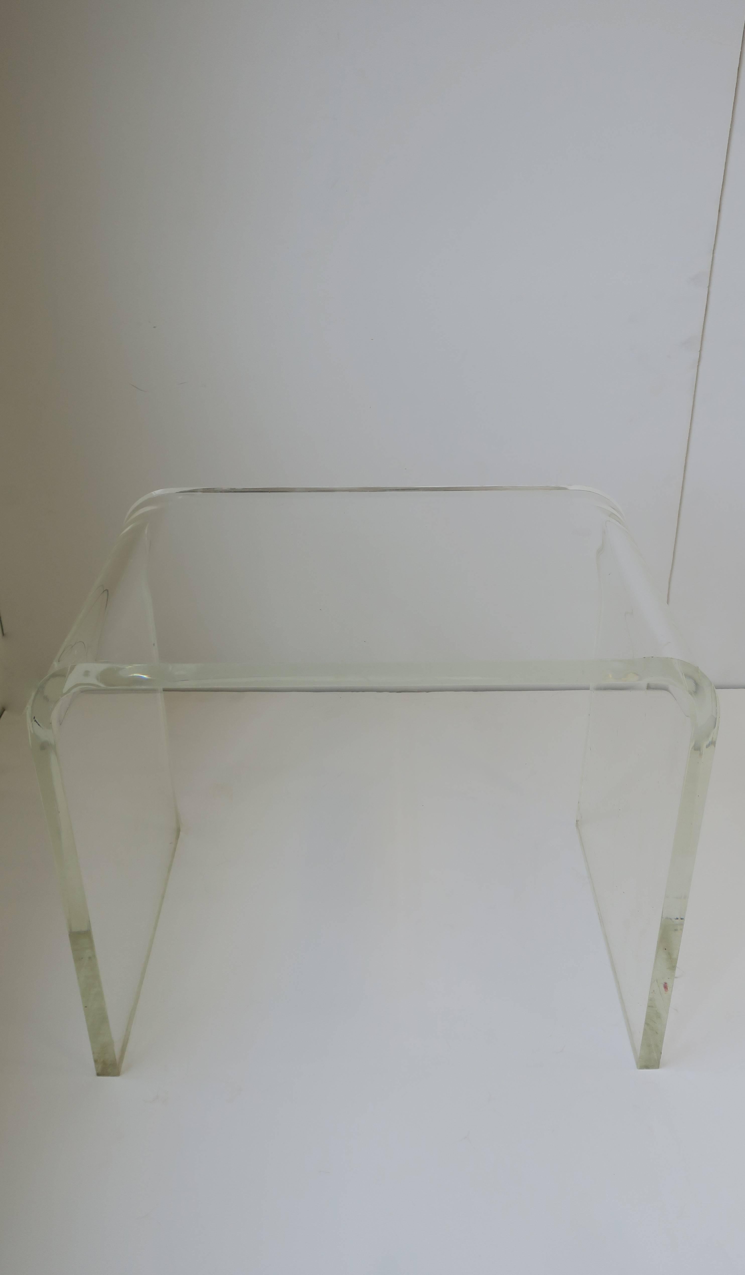 Thick Vintage Modern Lucite Bench or Side Table In Good Condition In New York, NY