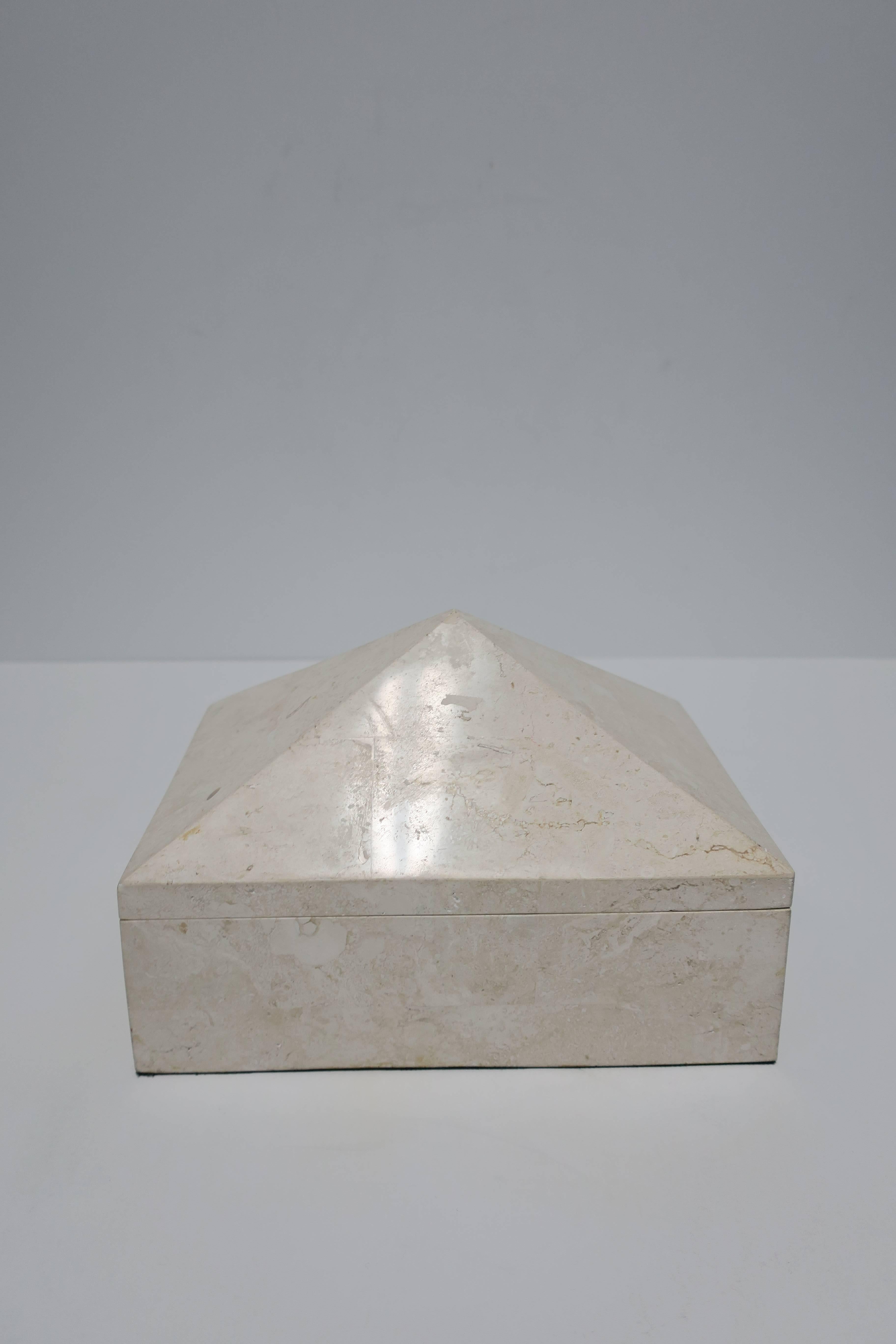 Post-Modern Postmodern Travertine Marble Pyramid Jewelry Box by Designer Maitland Smith