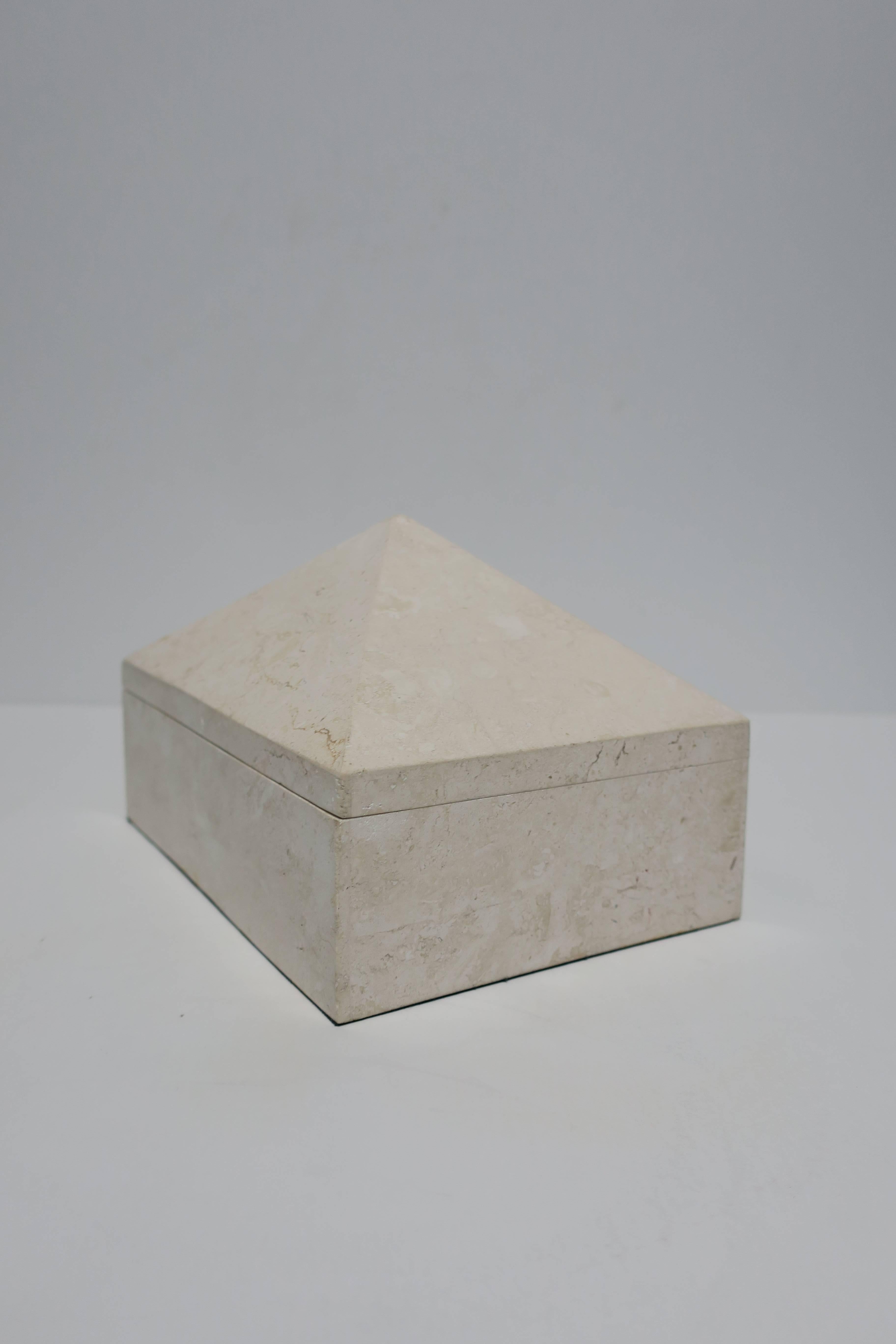 20th Century Postmodern Travertine Marble Pyramid Jewelry Box by Designer Maitland Smith