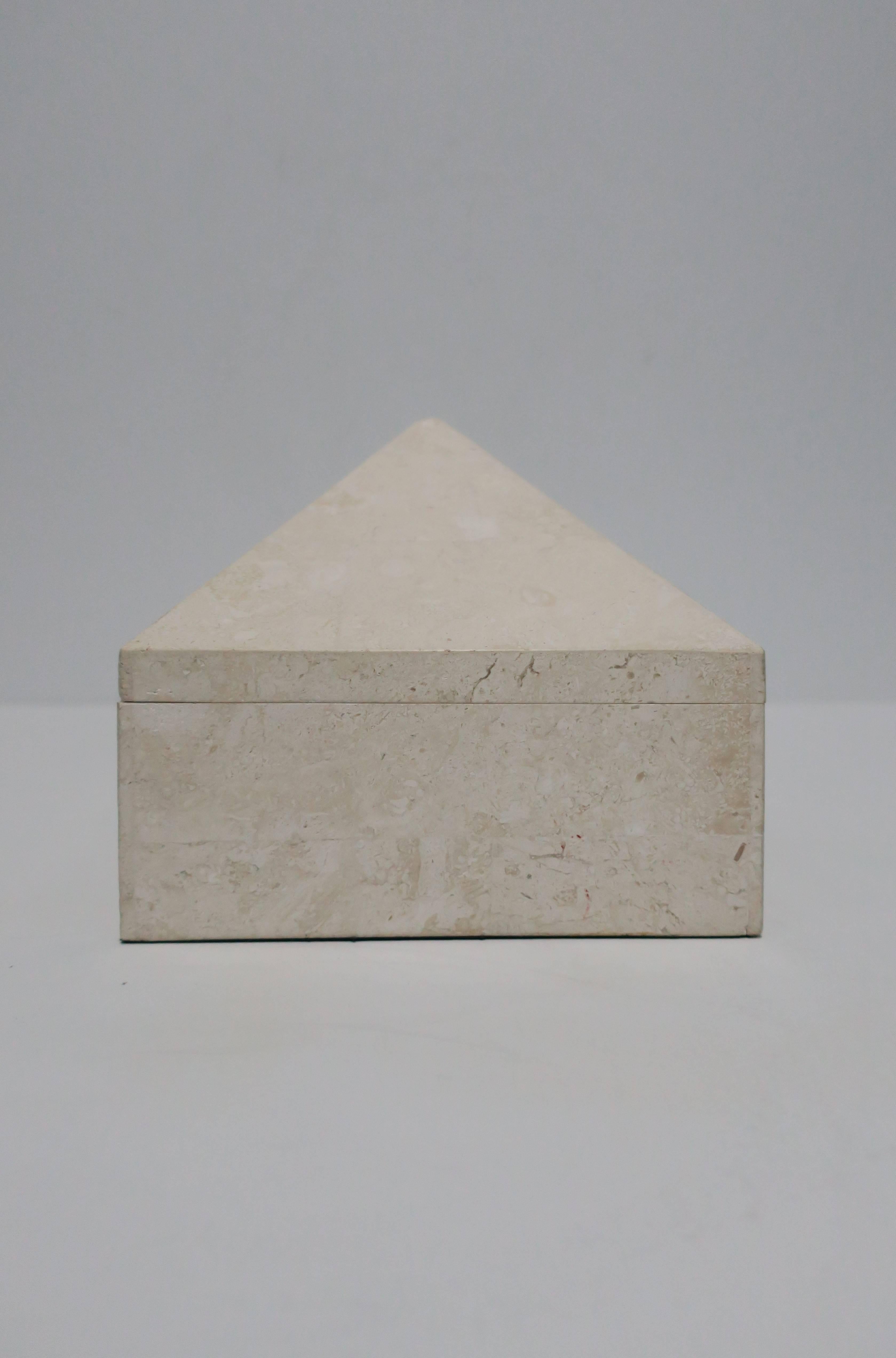 Postmodern Travertine Marble Pyramid Jewelry Box by Designer Maitland Smith In Good Condition In New York, NY