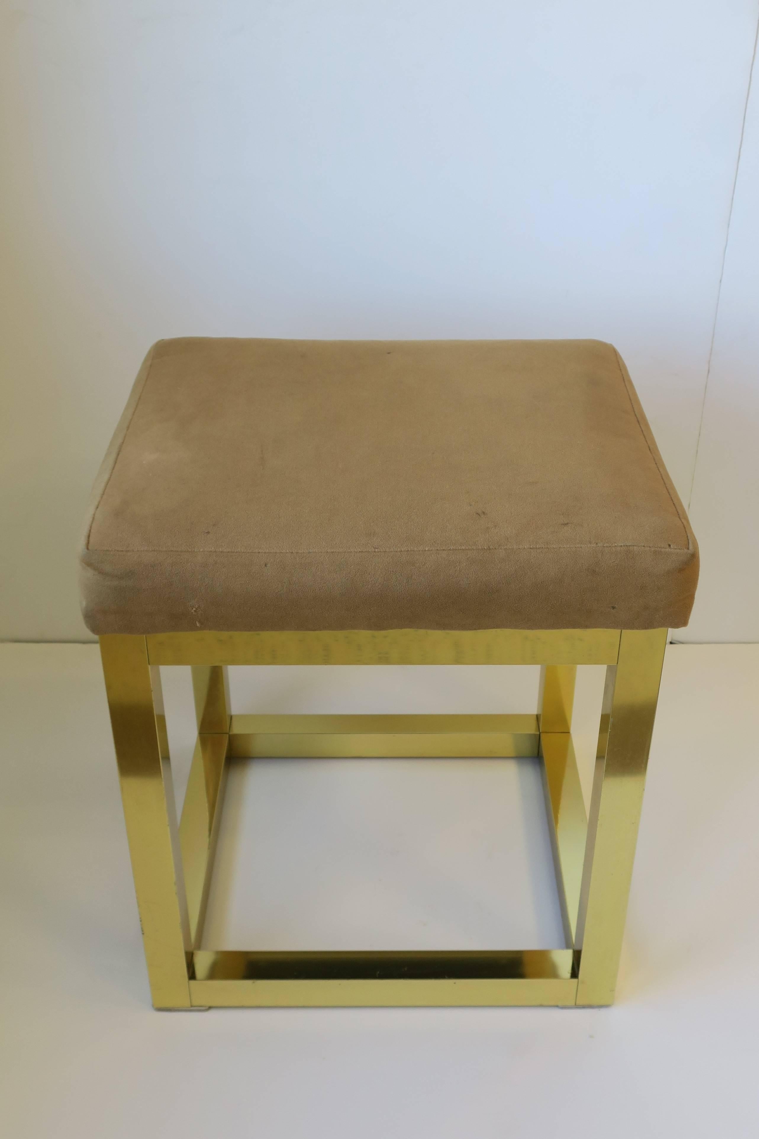 Plated 1970s Modern Brass Bench or Stool in the Style of Designer Paul Evans For Sale