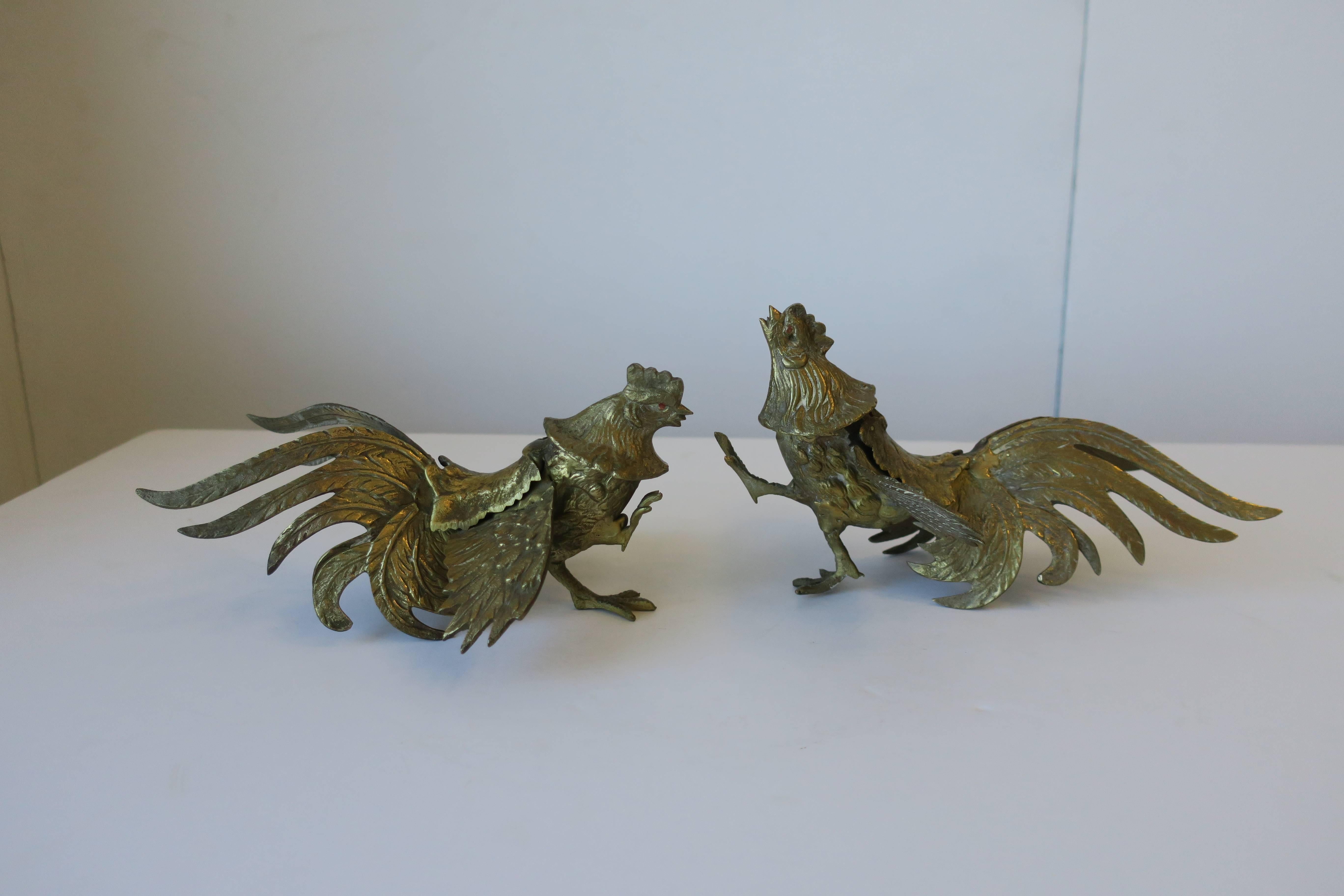 Pair of Mid-Century Brass Rooster Cock Birds, 1960s In Excellent Condition In New York, NY