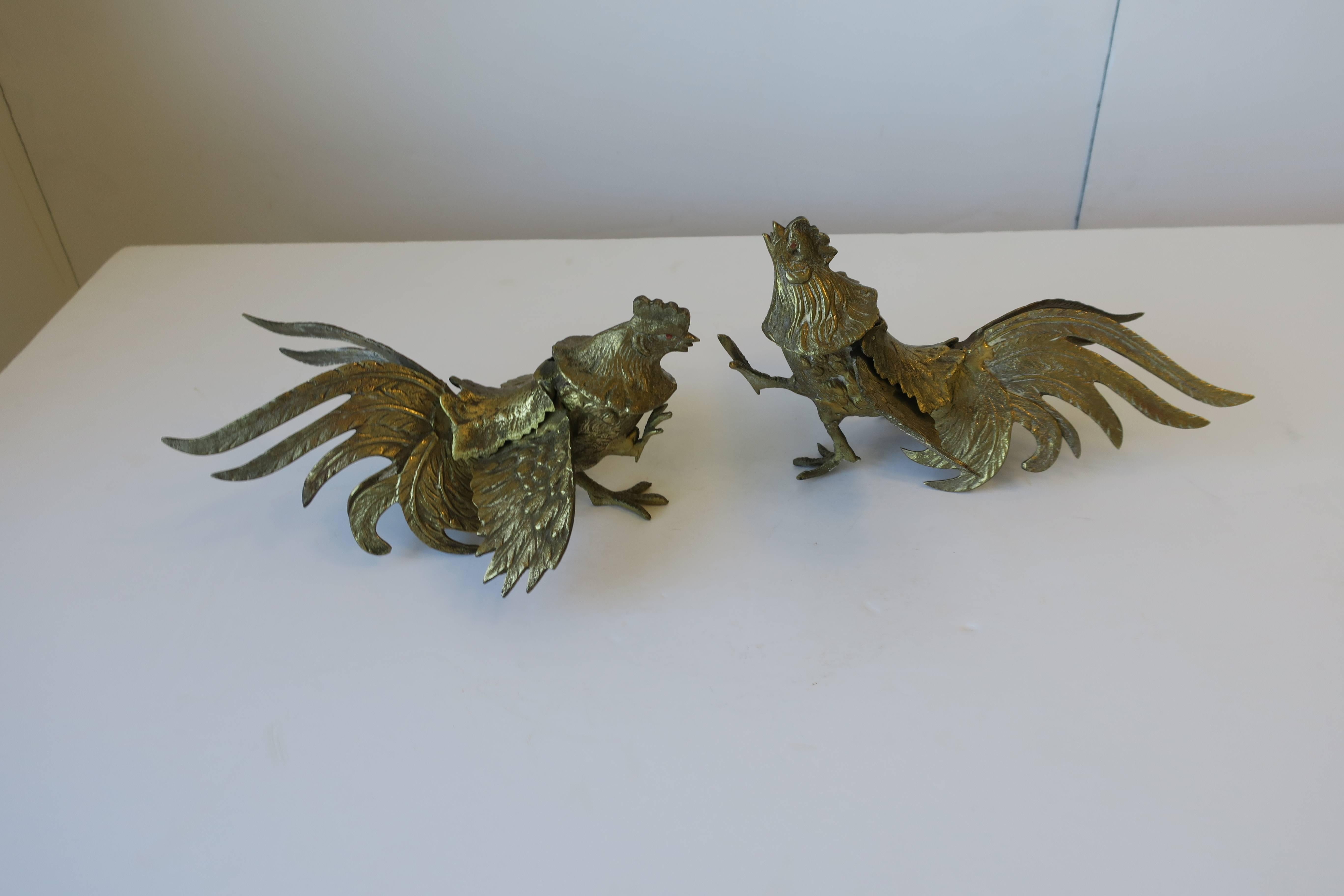 Pair of Mid-Century Brass Rooster Cock Birds, 1960s 2