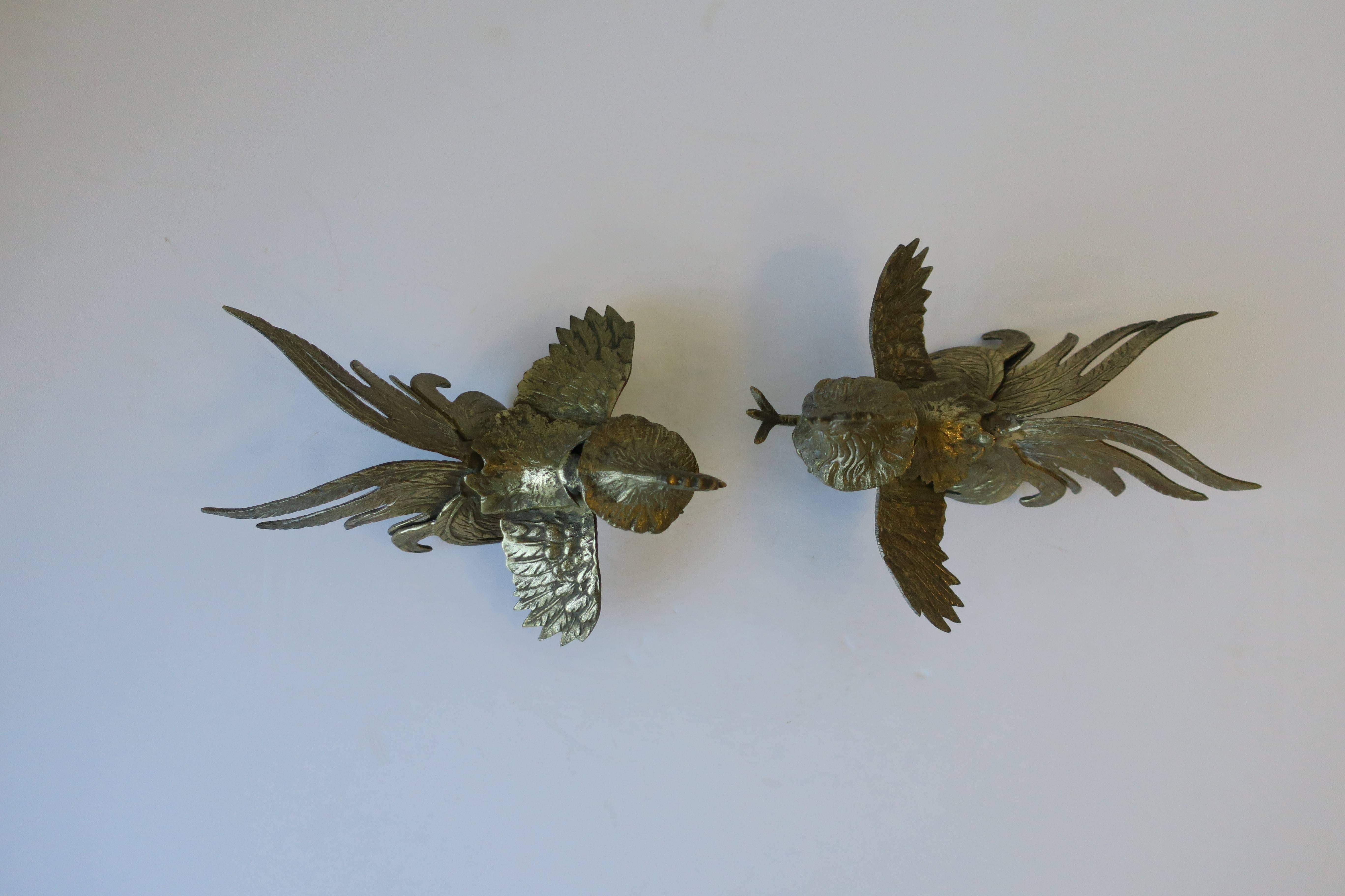 Pair of Mid-Century Brass Rooster Cock Birds, 1960s 3