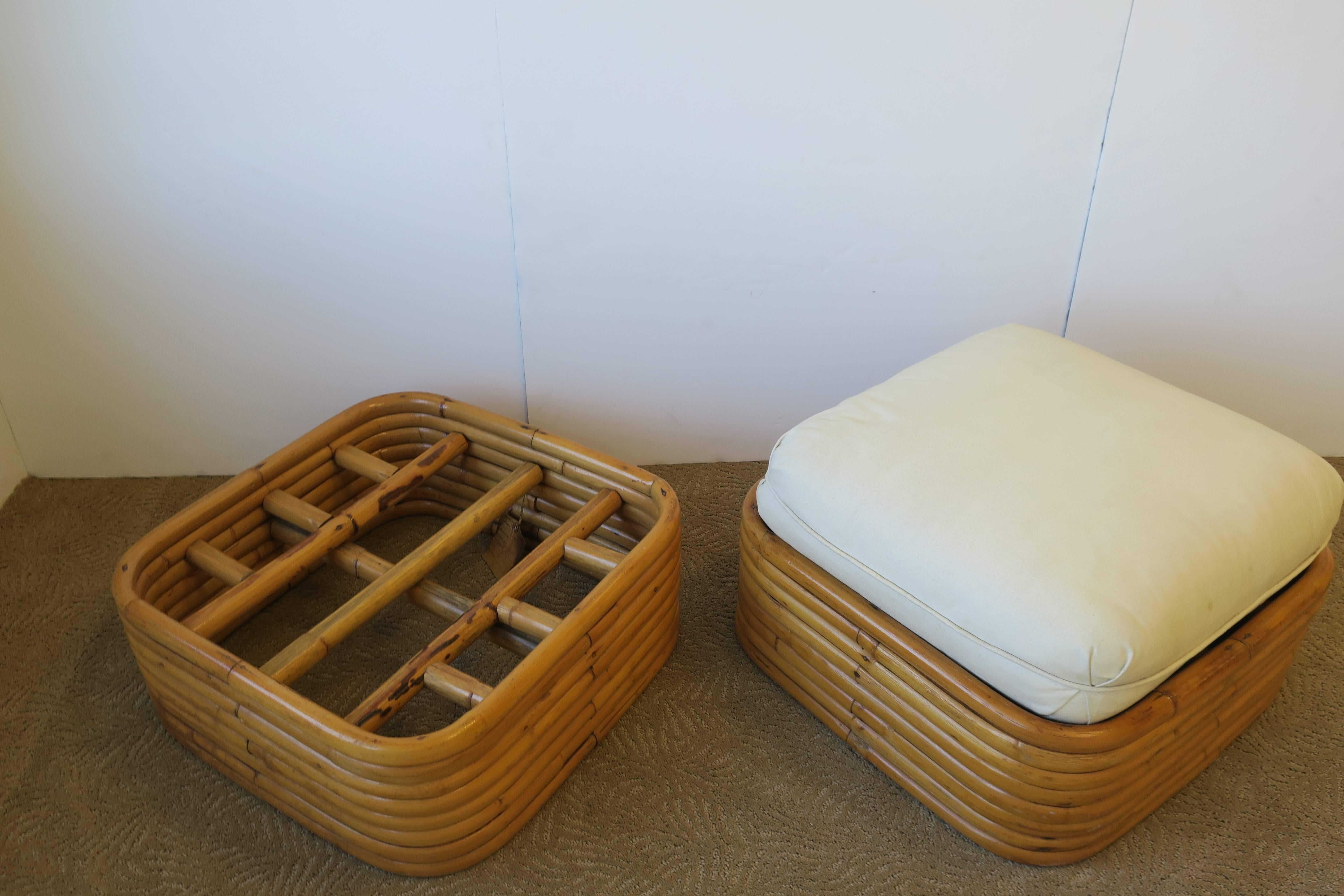 Vintage Pair of Paul Frankl Style Rattan Benches or Ottomans 4