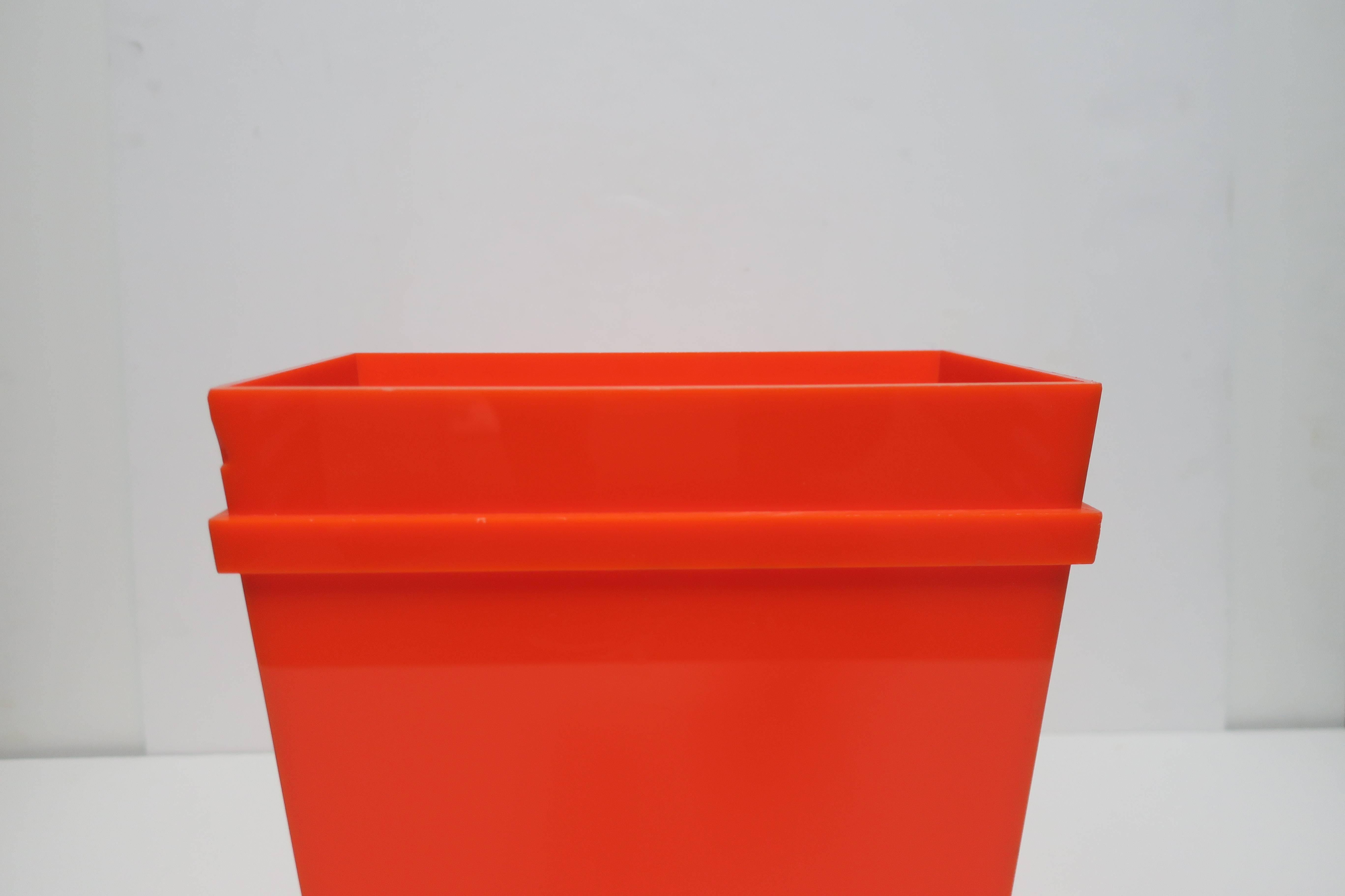 Postmodern Lucite Style Orange Wastebasket 1