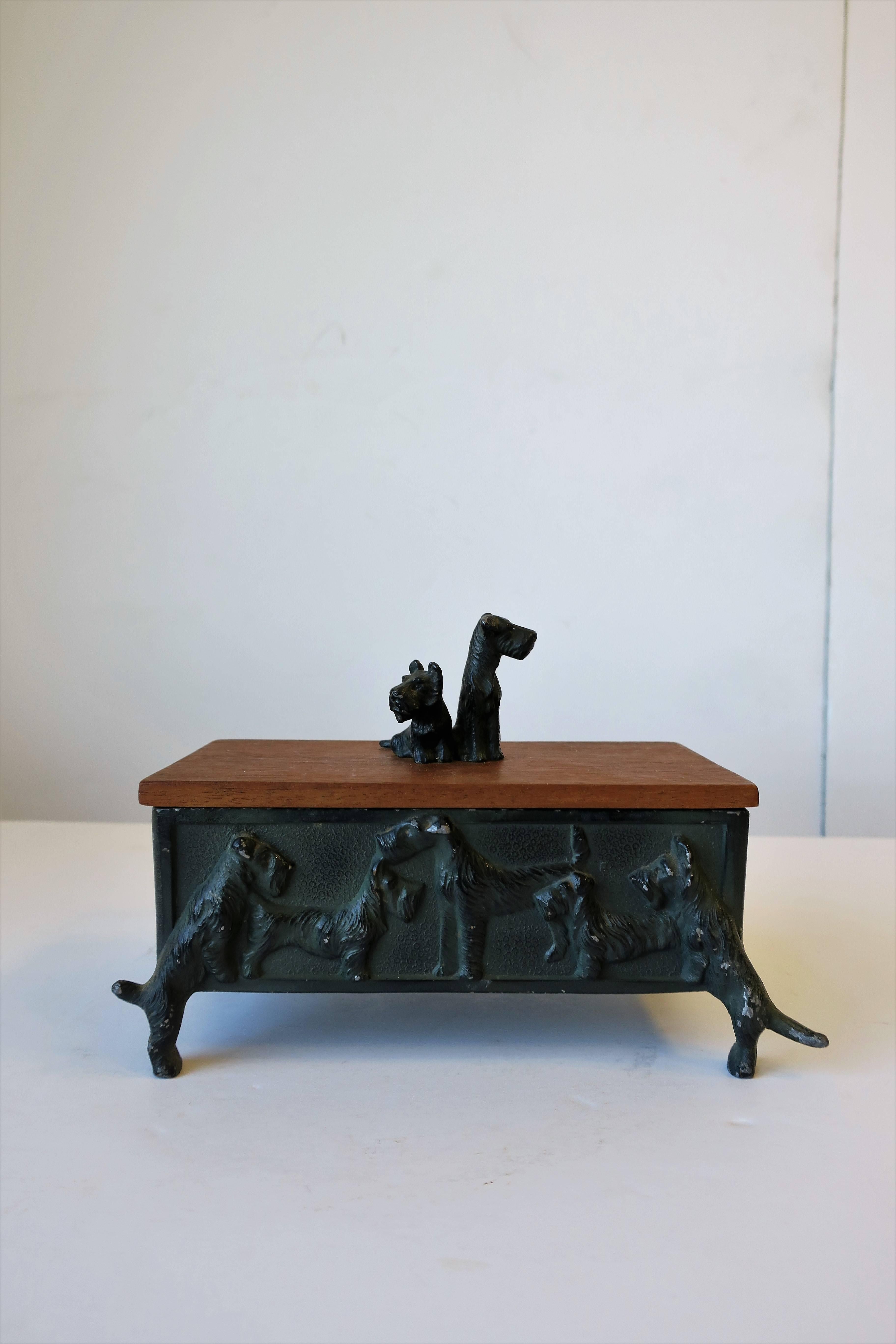 Painted Vintage Scottie and Welch Terrier Dog Box, 1940s