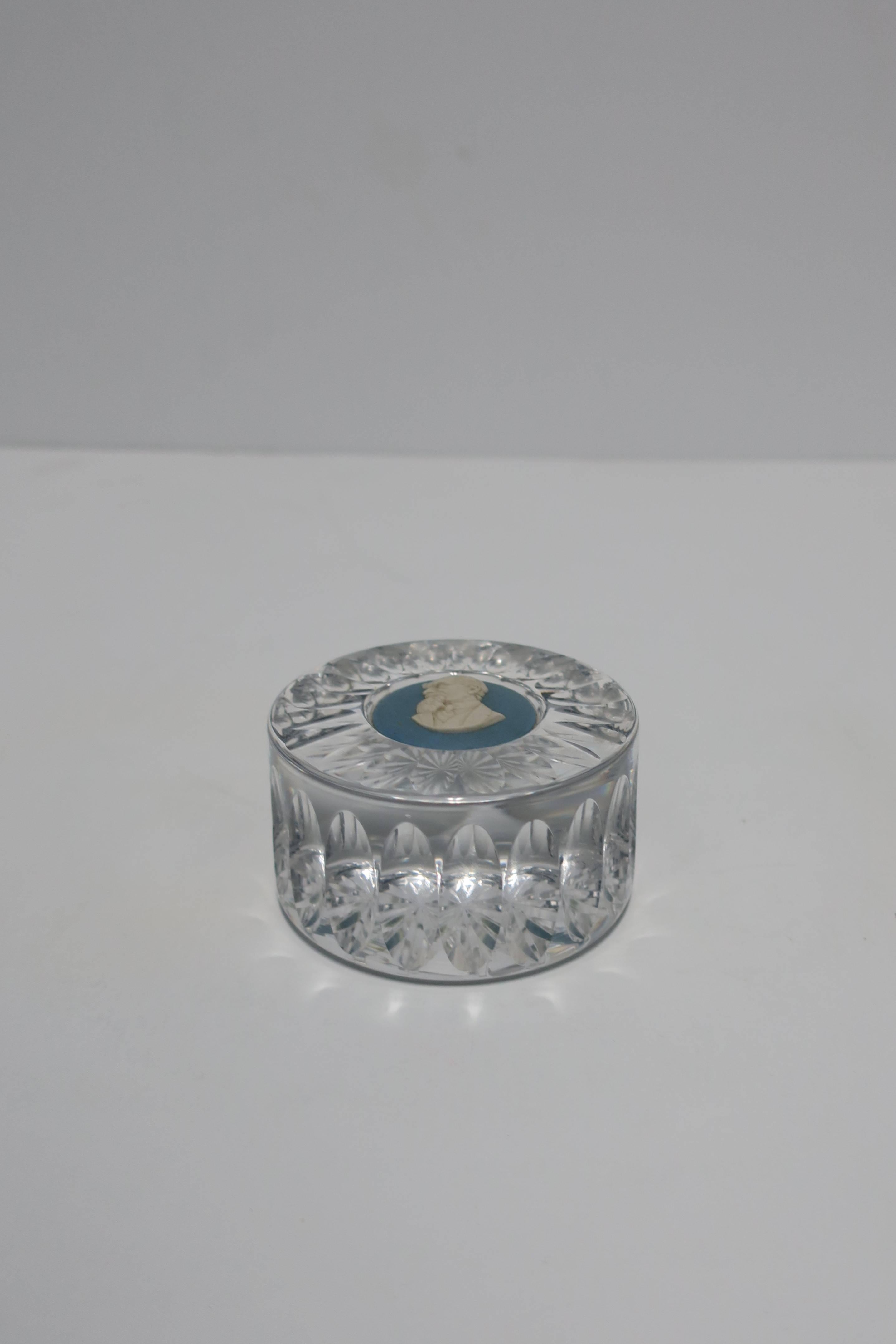 Polished English Jasperware and Crystal Desk Paperweight
