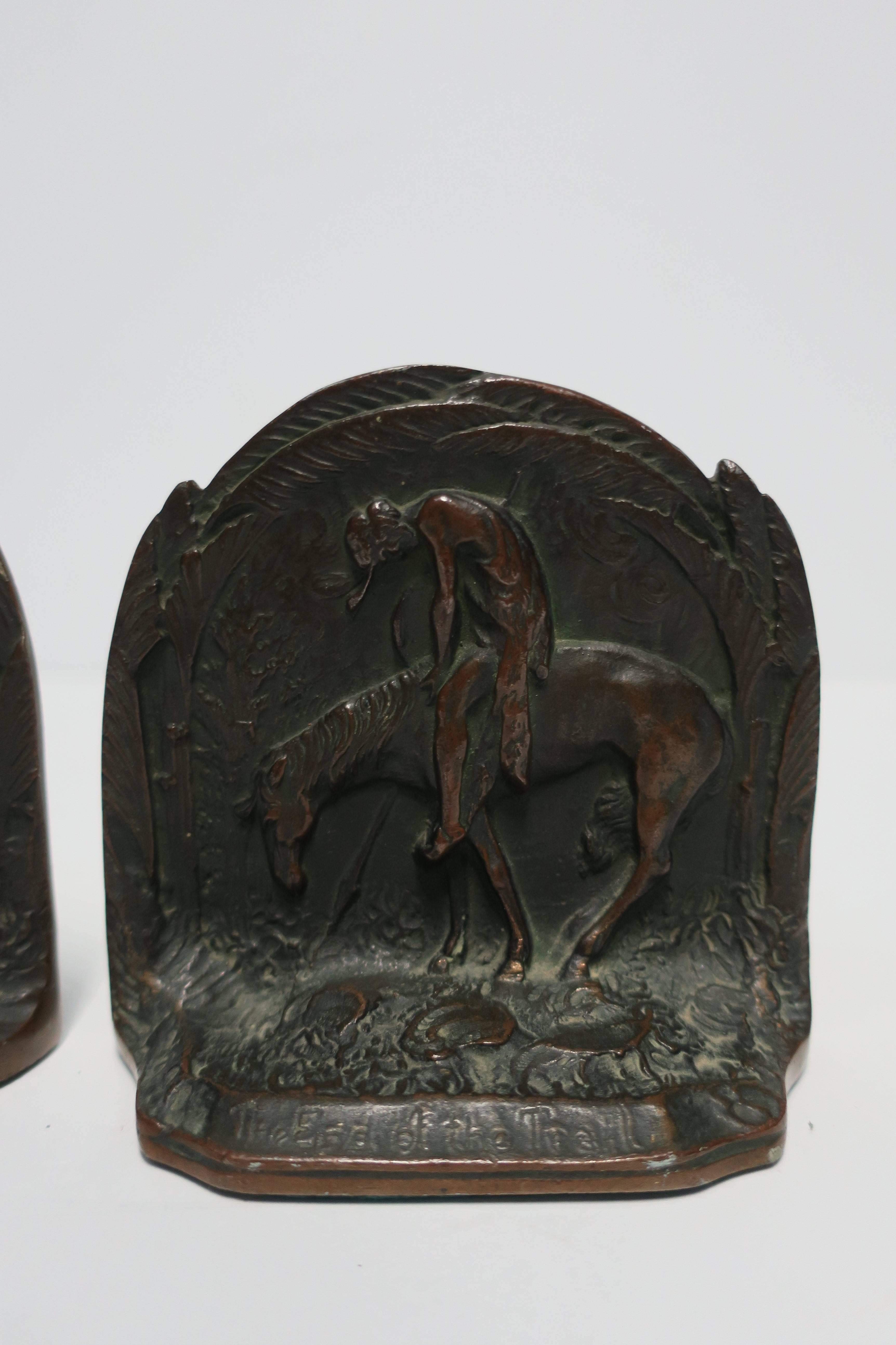 Early 20th Century Horse and Rider Bronze Bookends 2