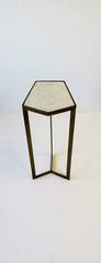 Side or Drinks Table with Matte Gold Base and White Marble Top