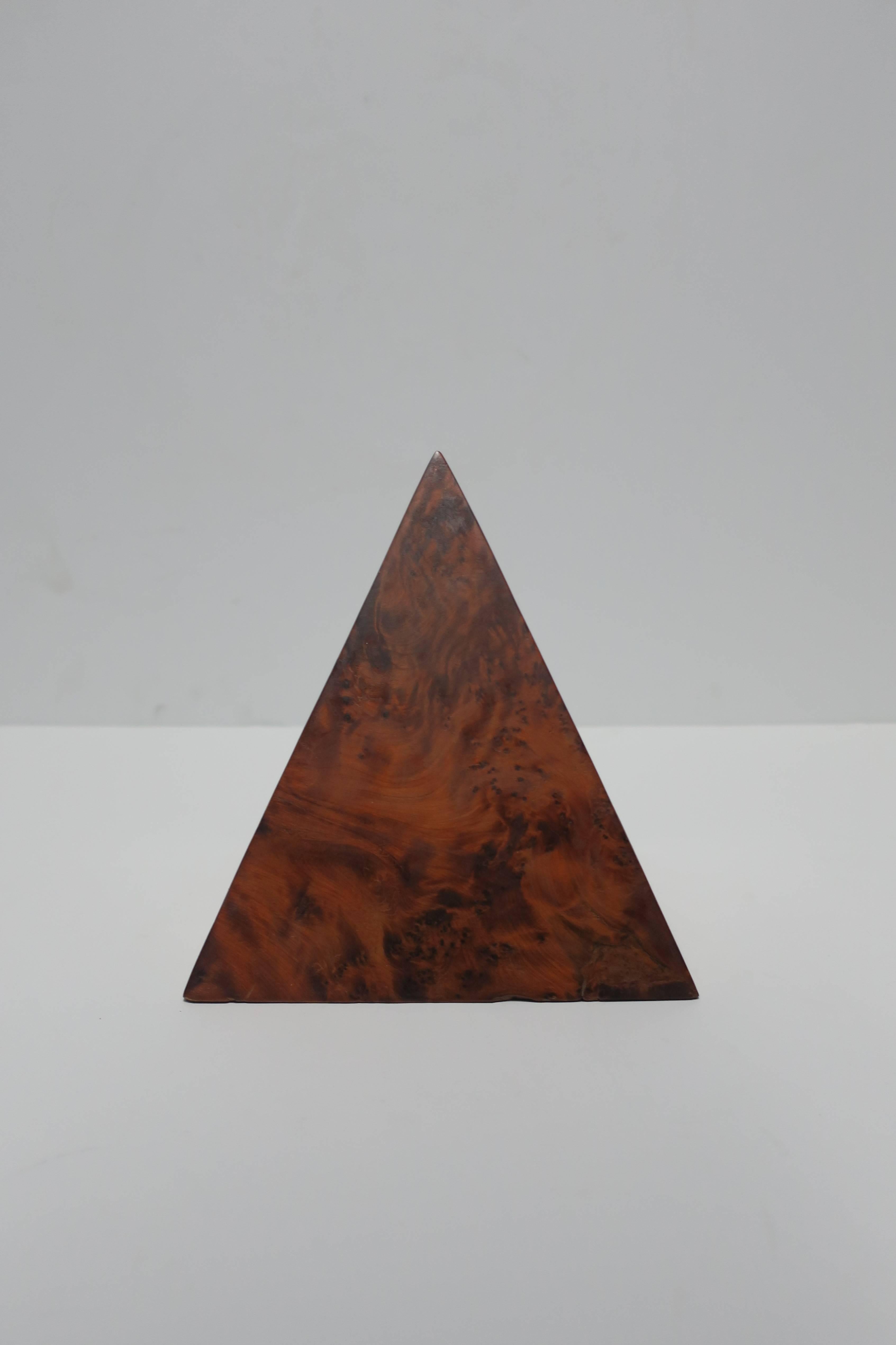 Minimalist Burl Geometric Pyramid Decorative Sculpture 