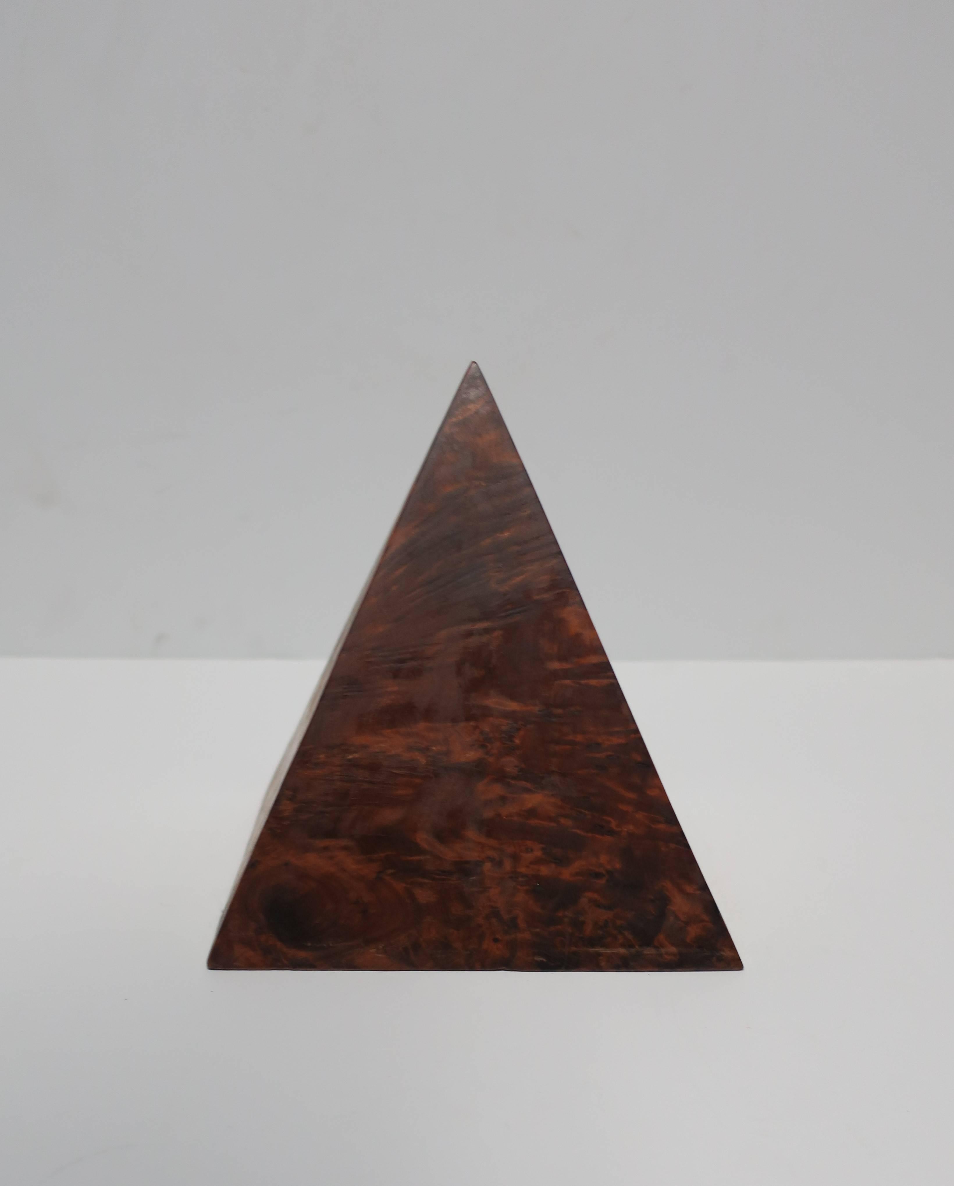 Burl Geometric Pyramid Decorative Sculpture  In Excellent Condition In New York, NY