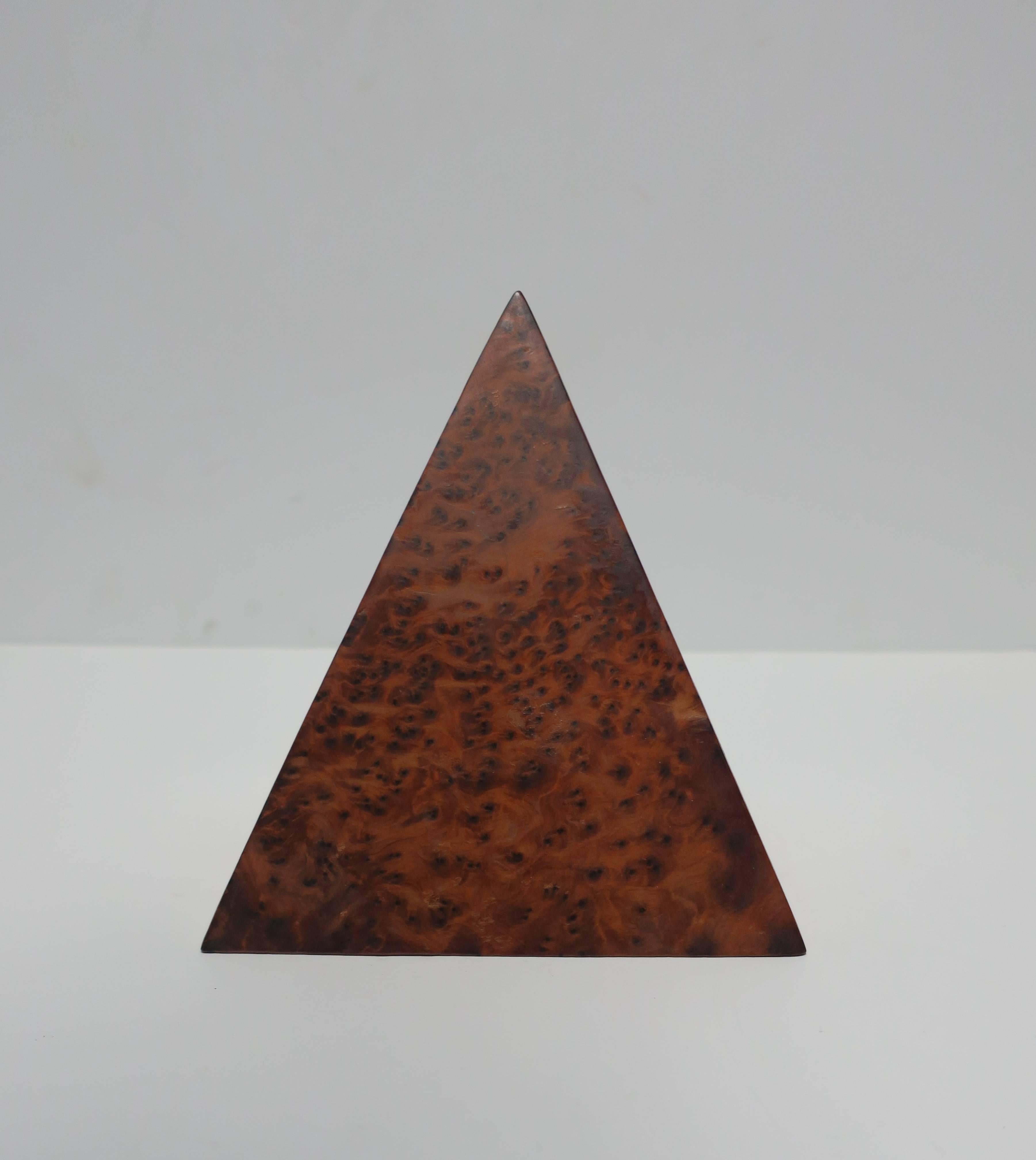 Wood Burl Geometric Pyramid Decorative Sculpture 