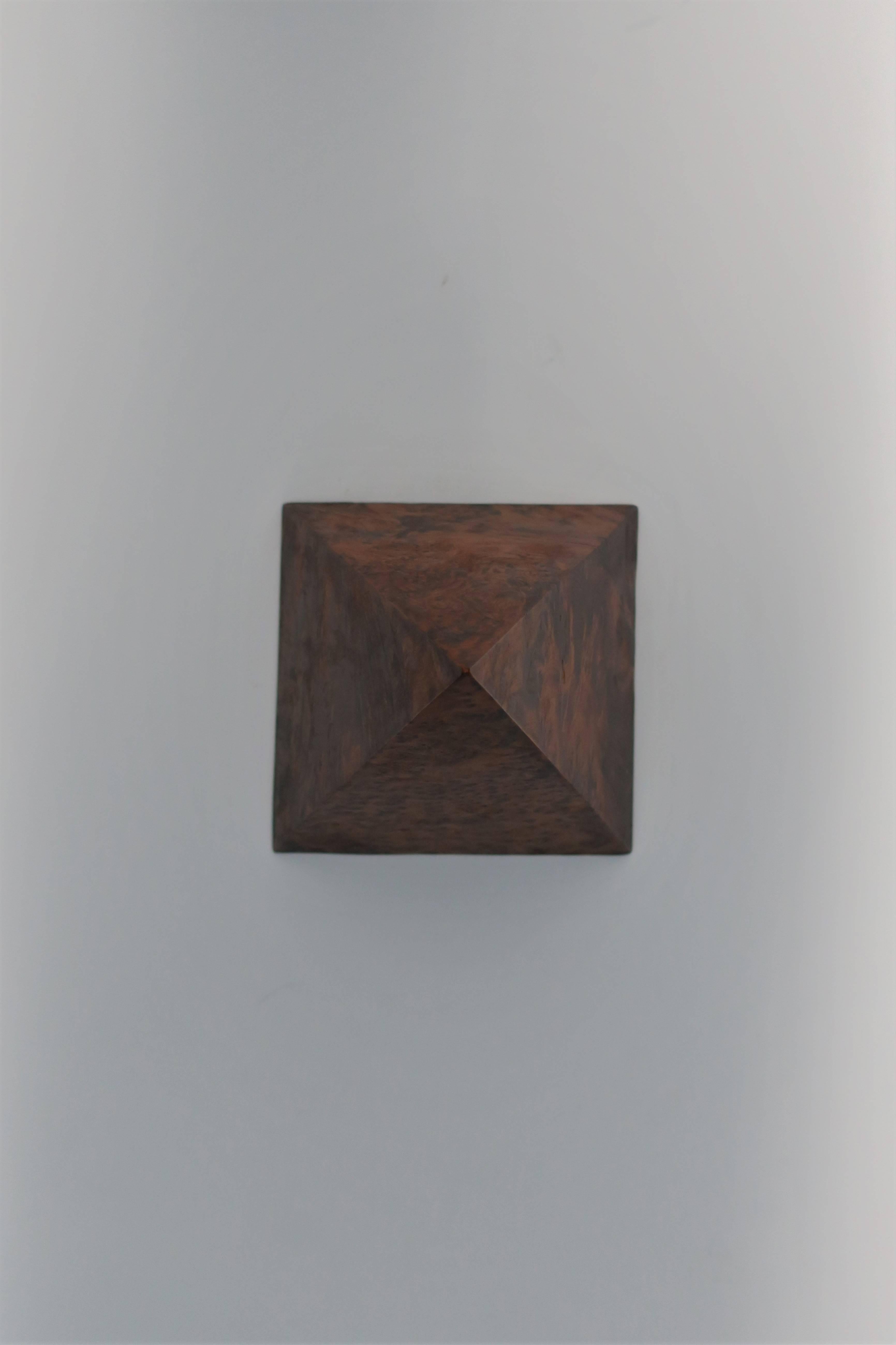 Burl Geometric Pyramid Decorative Sculpture  1