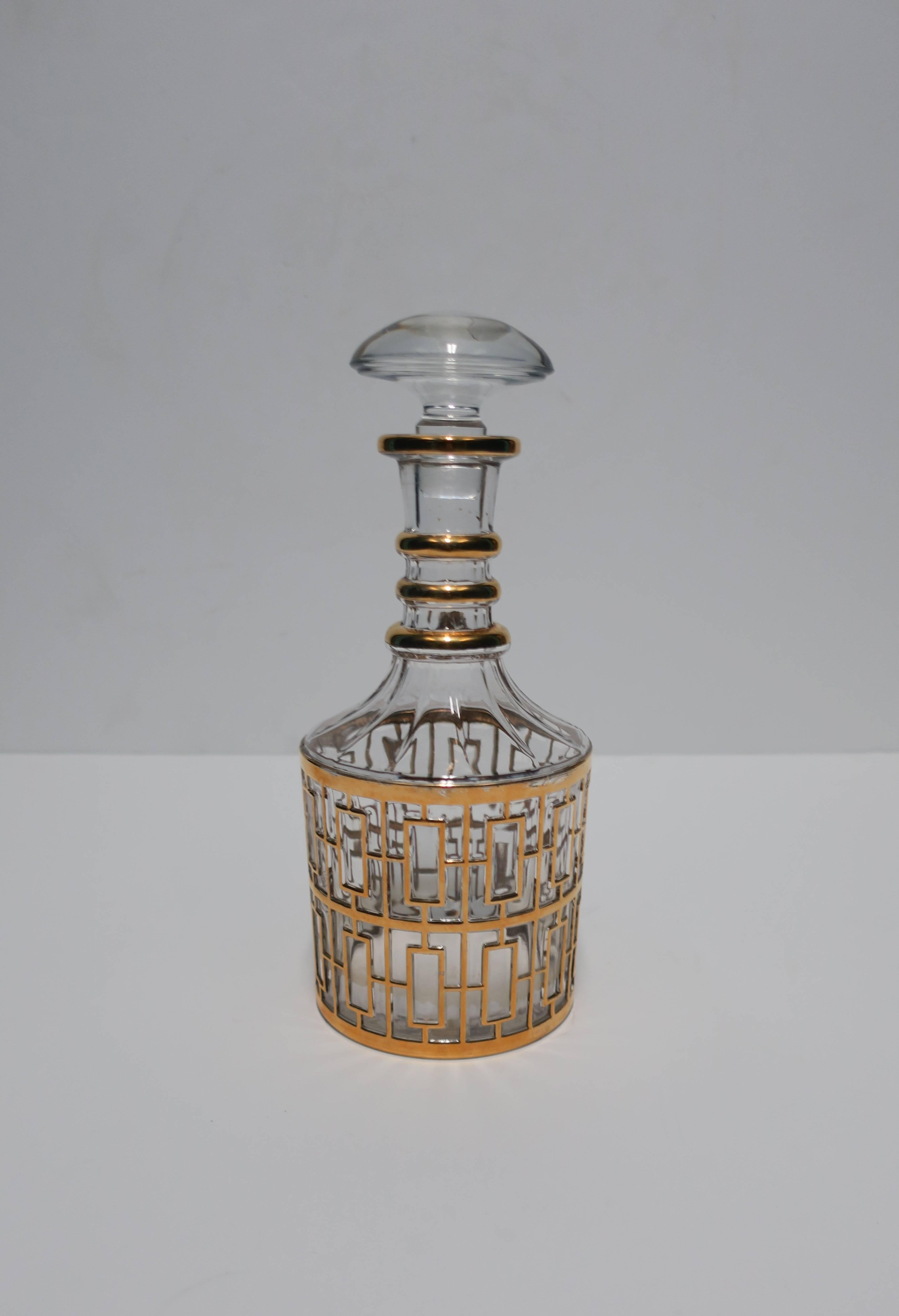 American Hollywood Regency Clear and Gold Spirits Decantor, 1960s