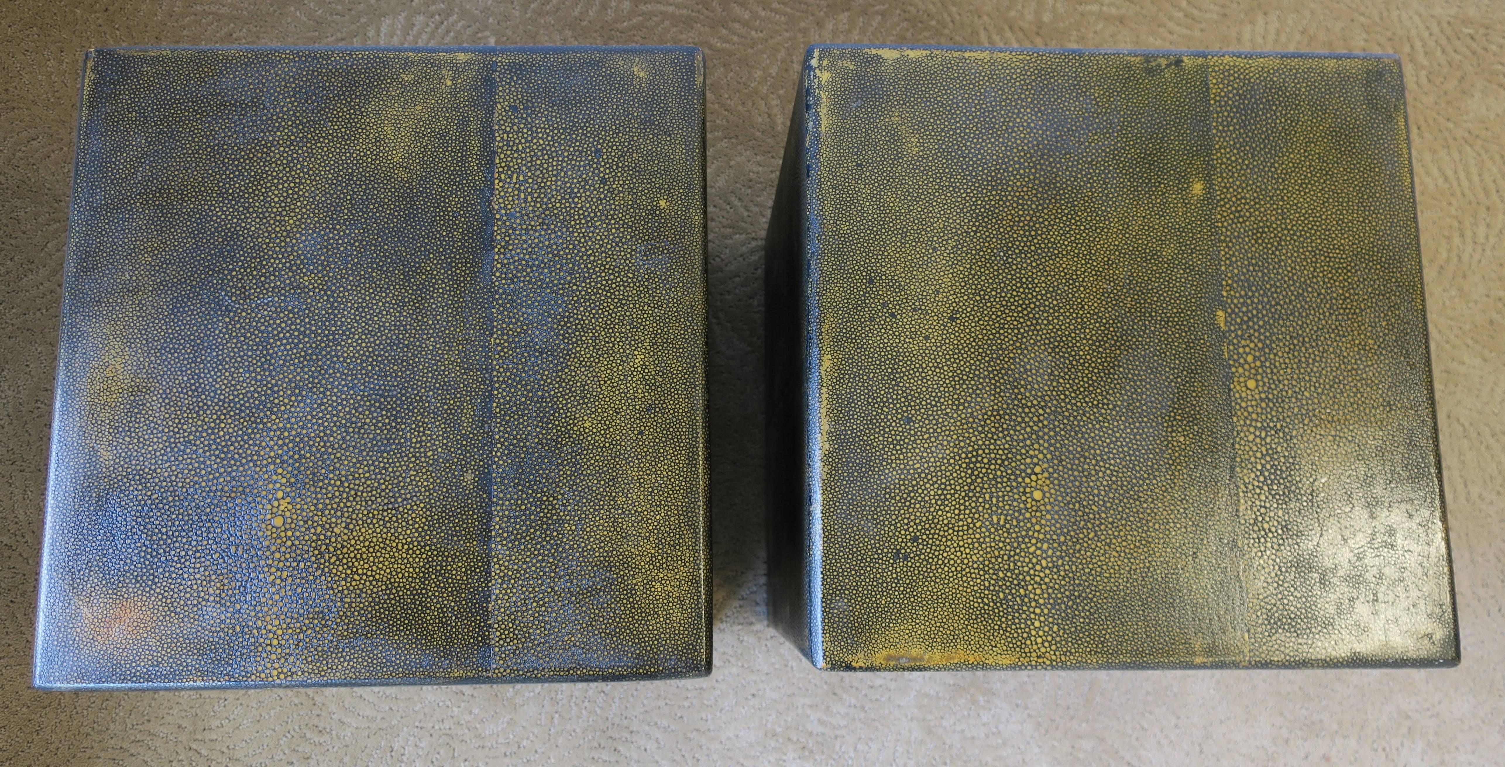 Pair of Modern Black Shagreen-esque End or Side Tables 5