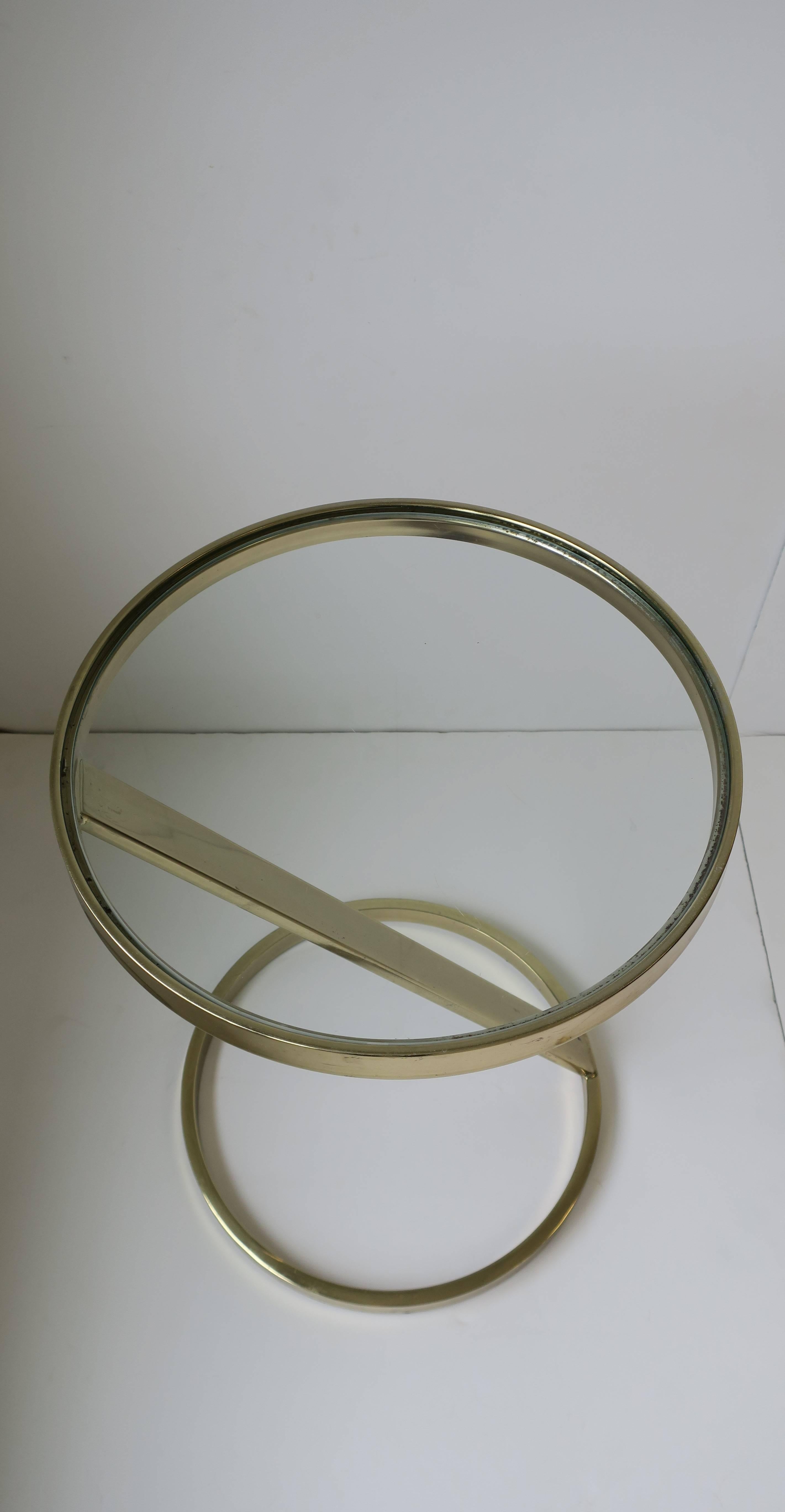 Modern Round Brass and Glass Side or Drinks Table  2