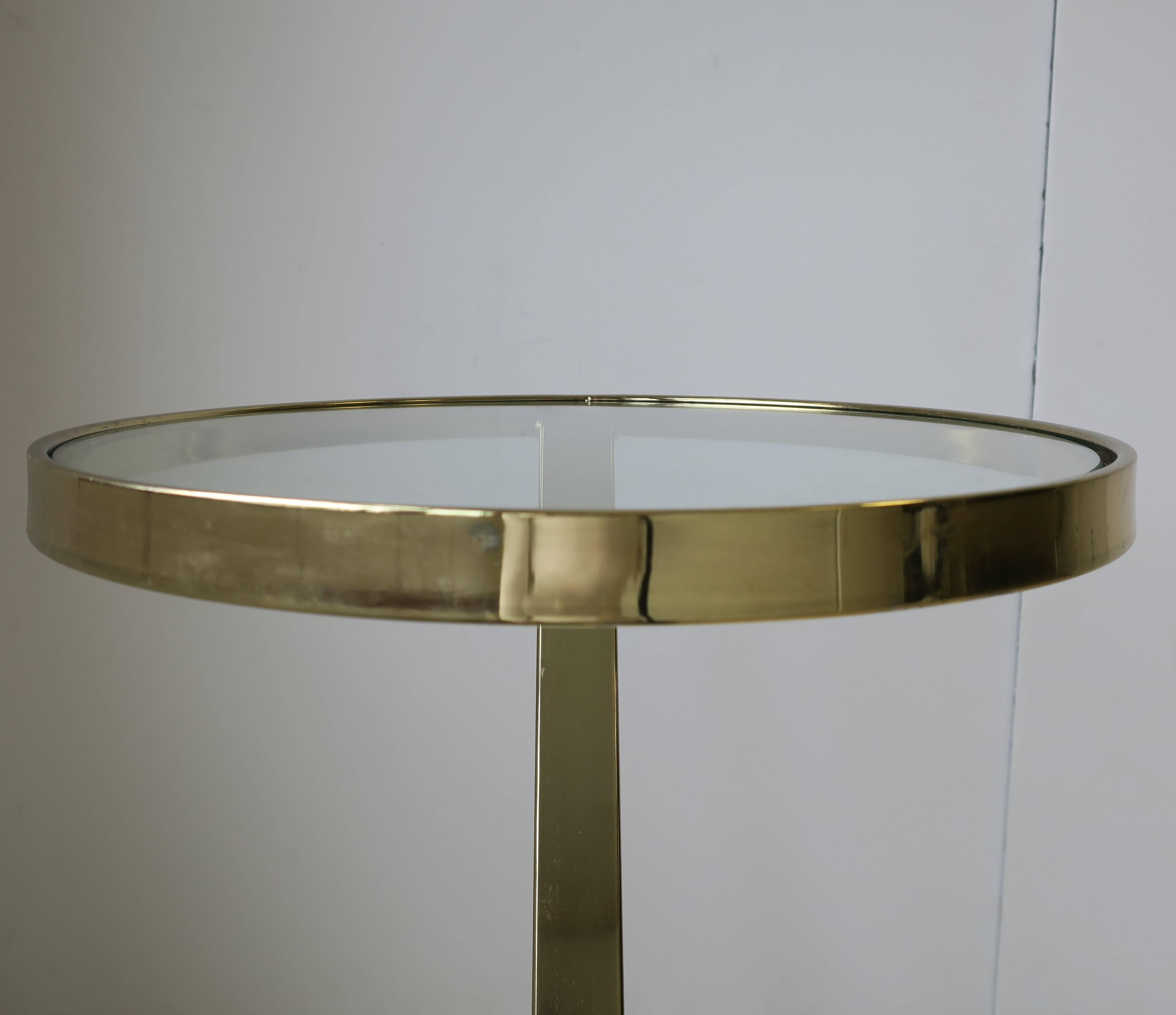 Modern Round Brass and Glass Side or Drinks Table  4