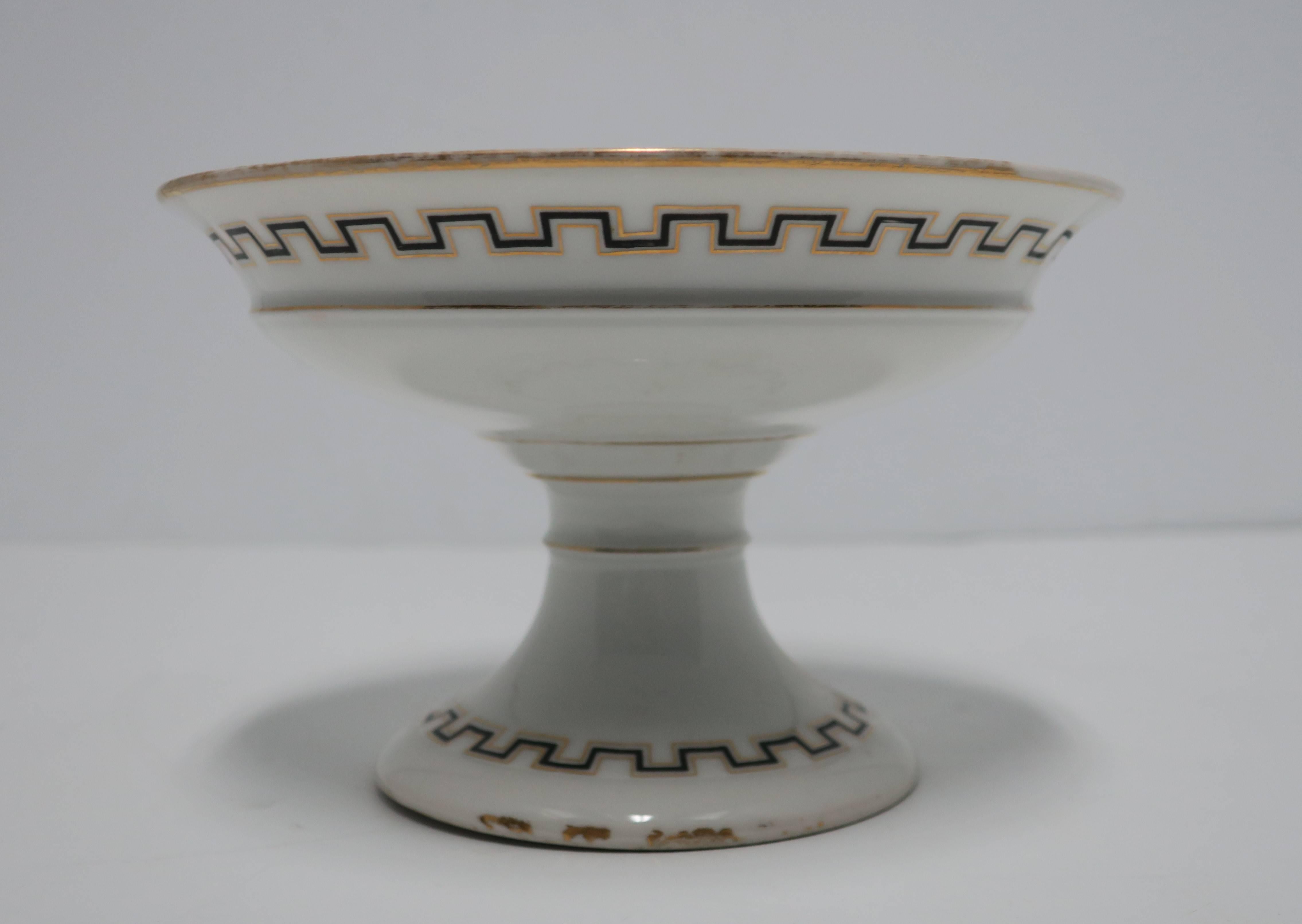 Italian White Black and Gold Tazza or Compote Bowl with Greek-Key Design 6