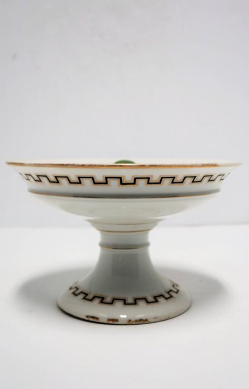 Vintage Italian White Tazza or Compote Bowl with Black and Gold Design ...