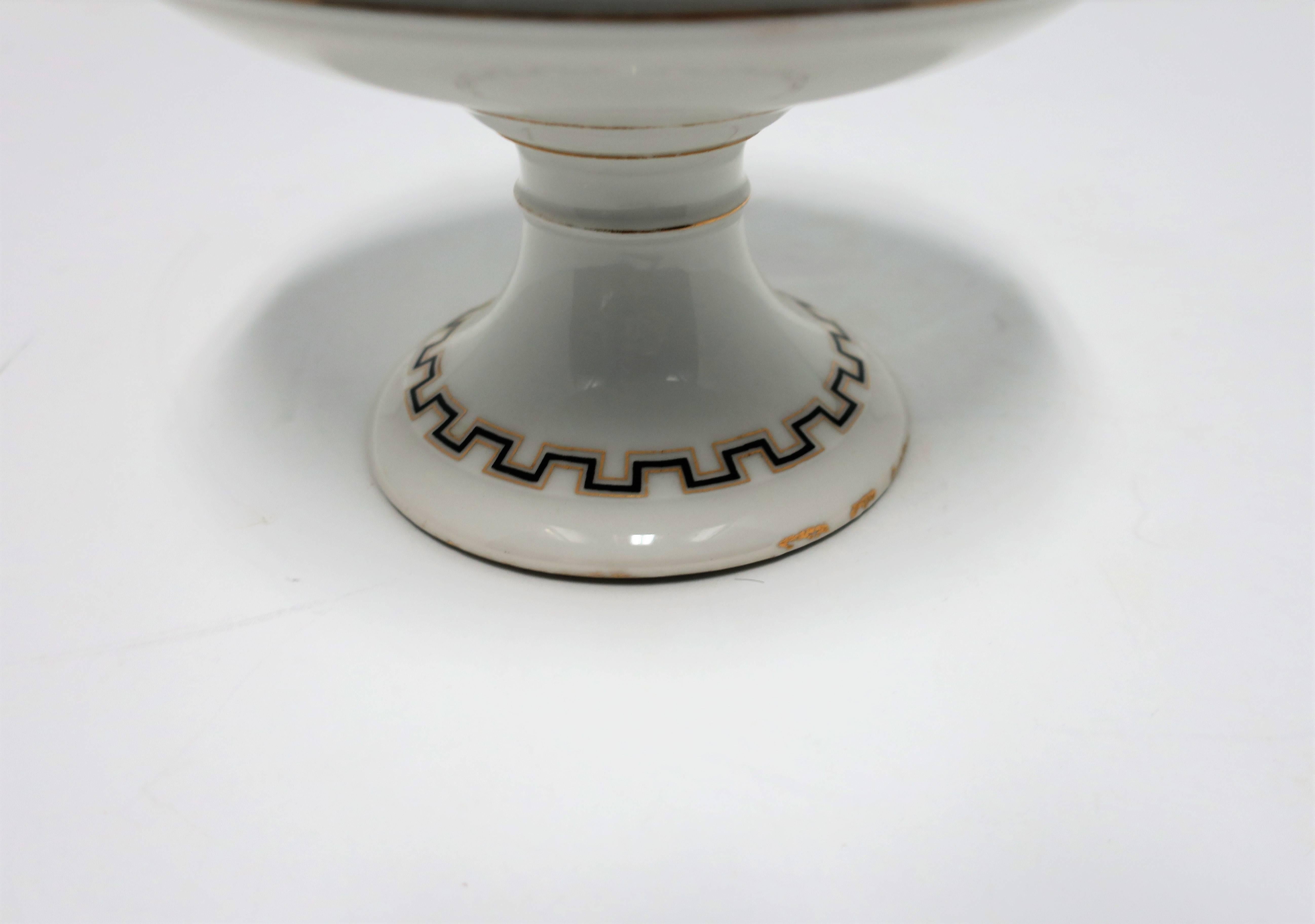 Italian White Black and Gold Tazza or Compote Bowl with Greek-Key Design 7