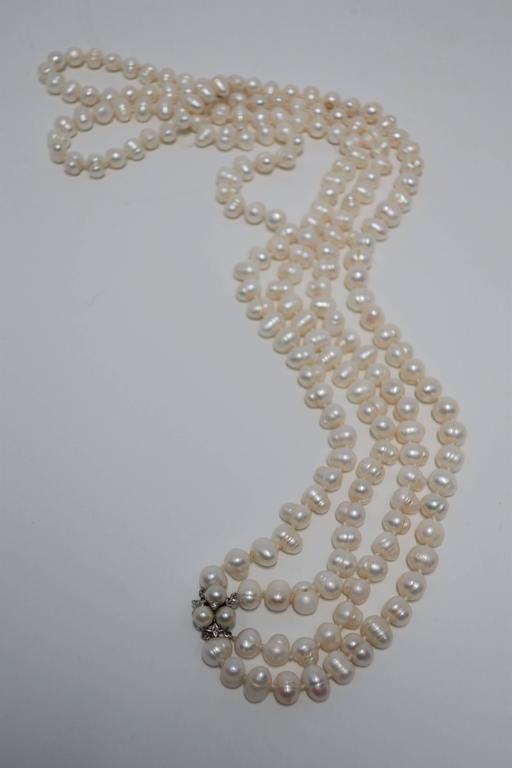 Natural Pearl Necklace with Vintage Pearl Gold and Diamond Clasp For ...