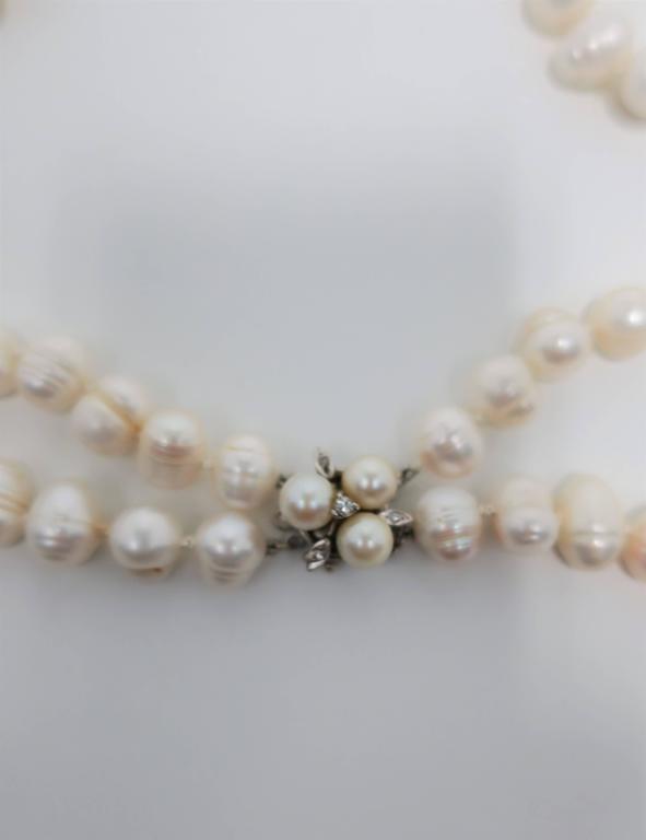 Natural Pearl Necklace with Vintage Pearl Gold and Diamond Clasp For ...
