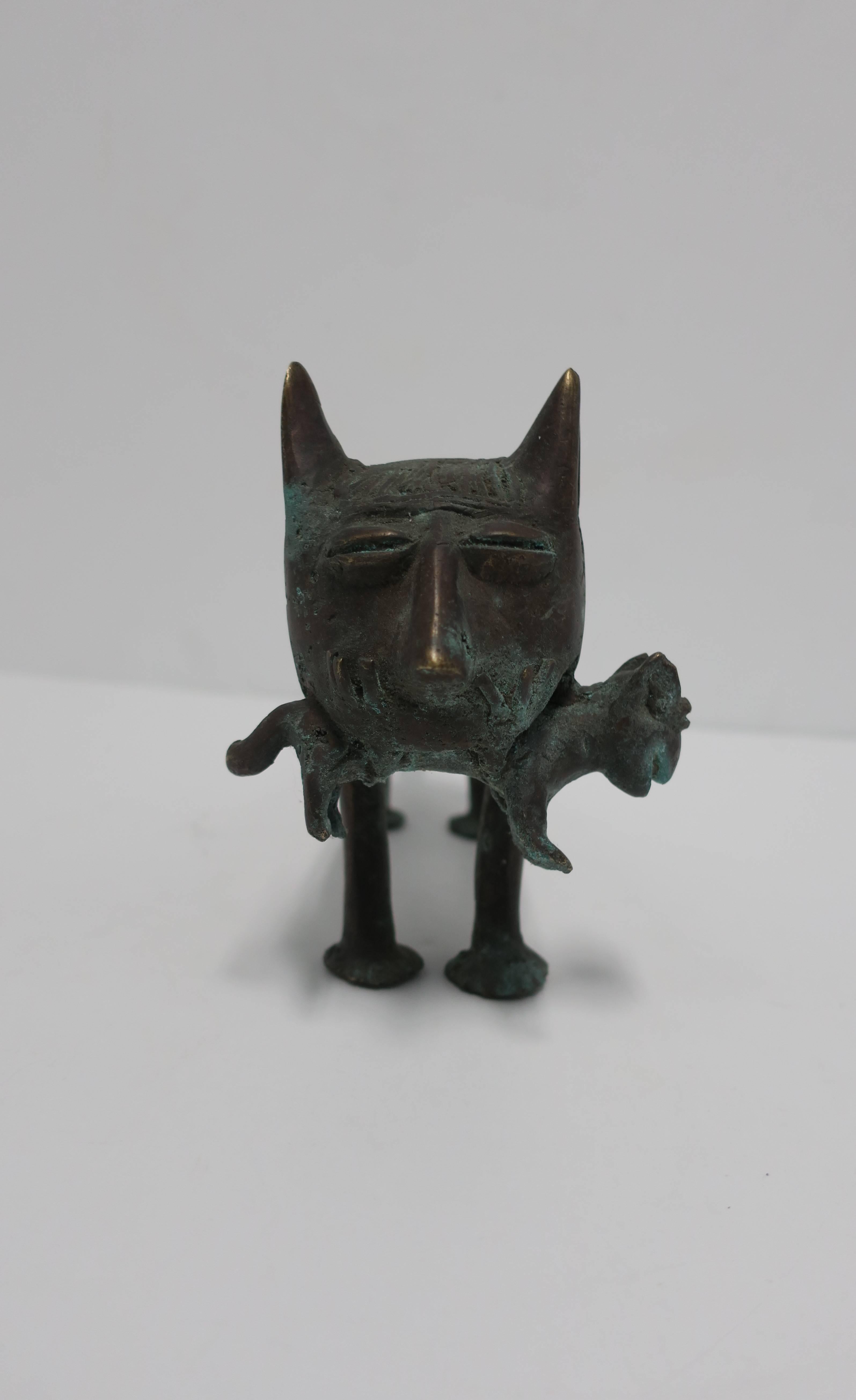 Modern Bronze Cat Sculpture, Africa 1