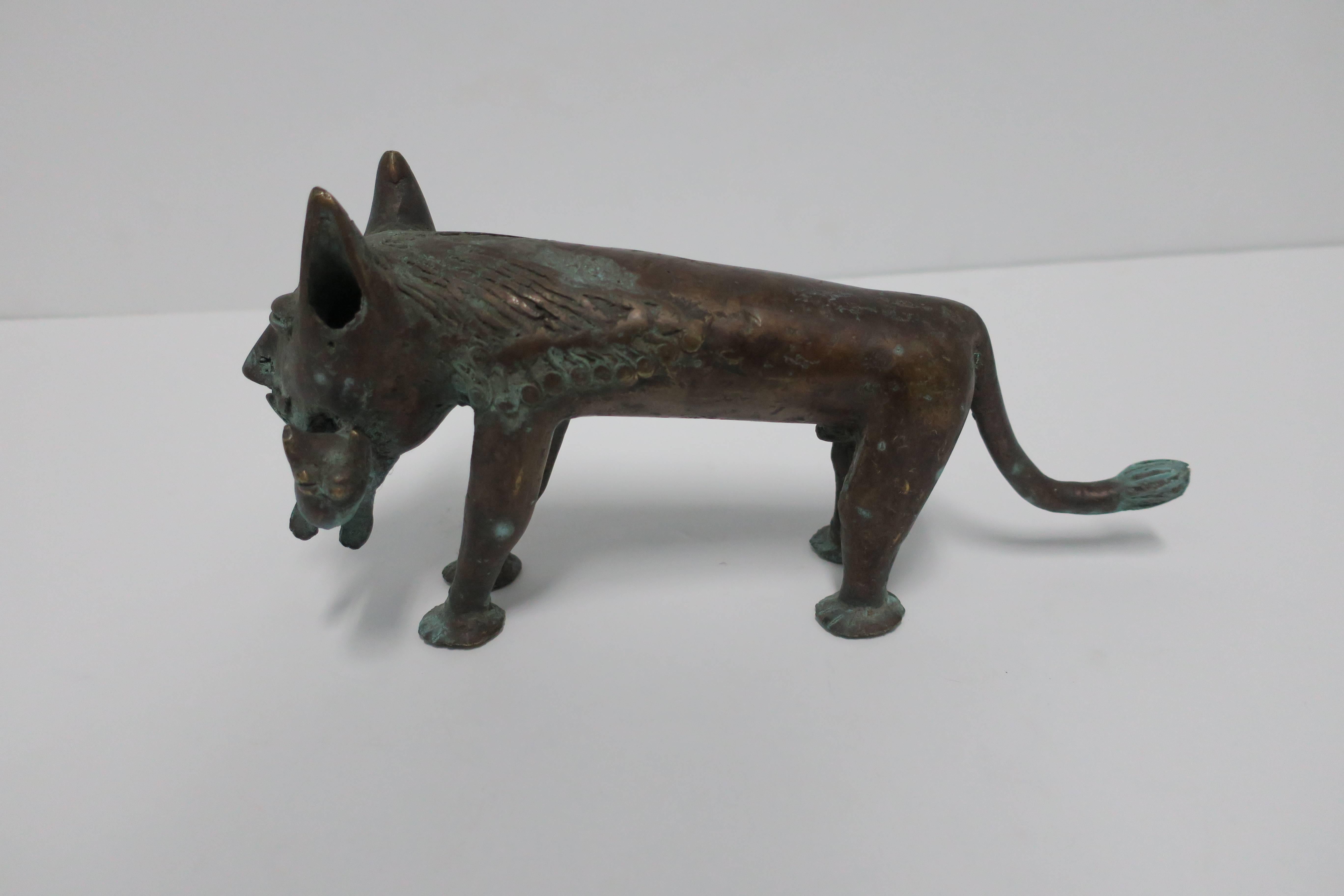 20th Century Modern Bronze Cat Sculpture, Africa