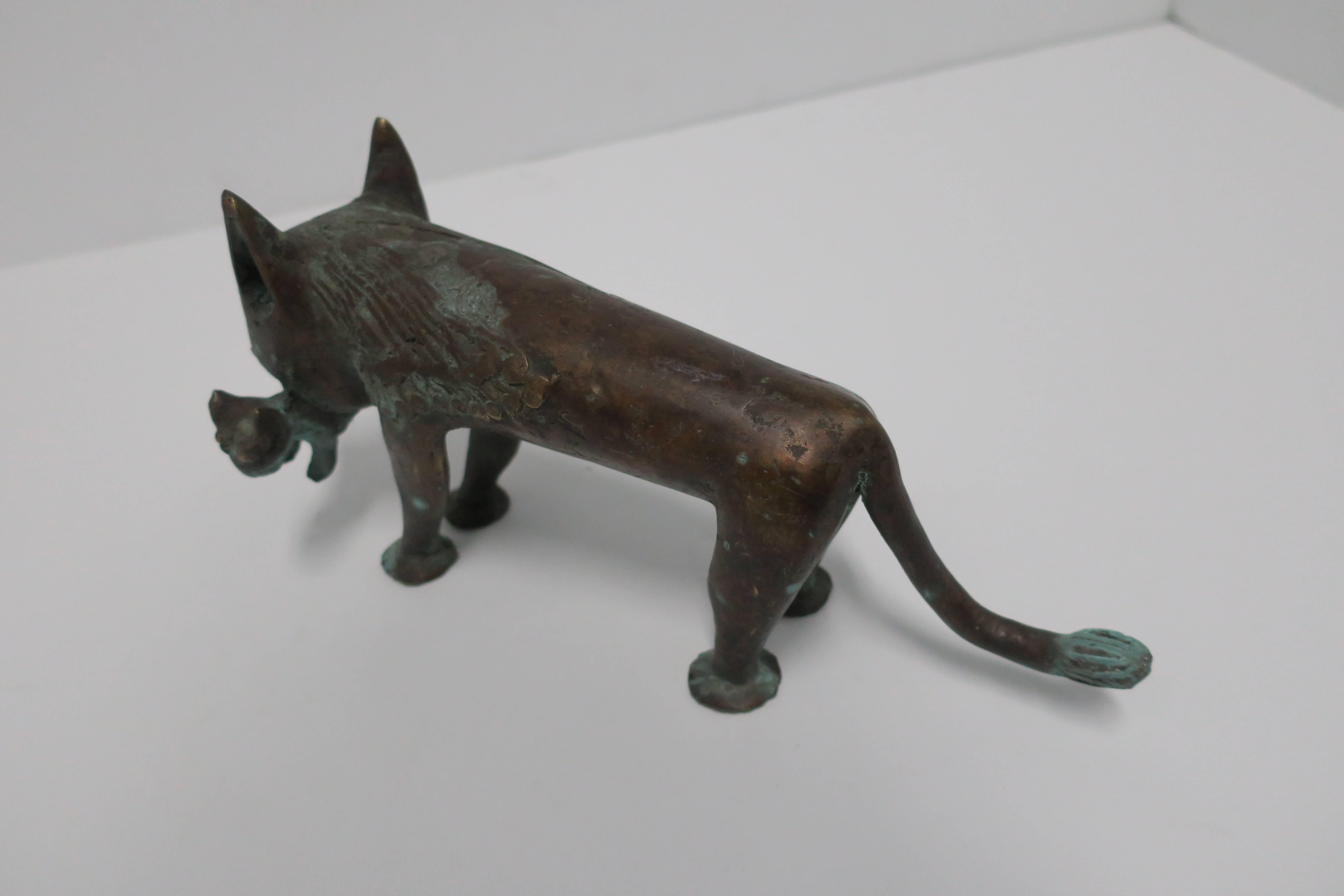 Modern Bronze Cat Sculpture, Africa 4