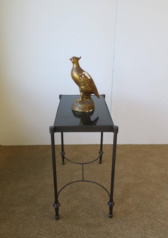 Small Side or End Table with Black Granite Marble Top in the Style of