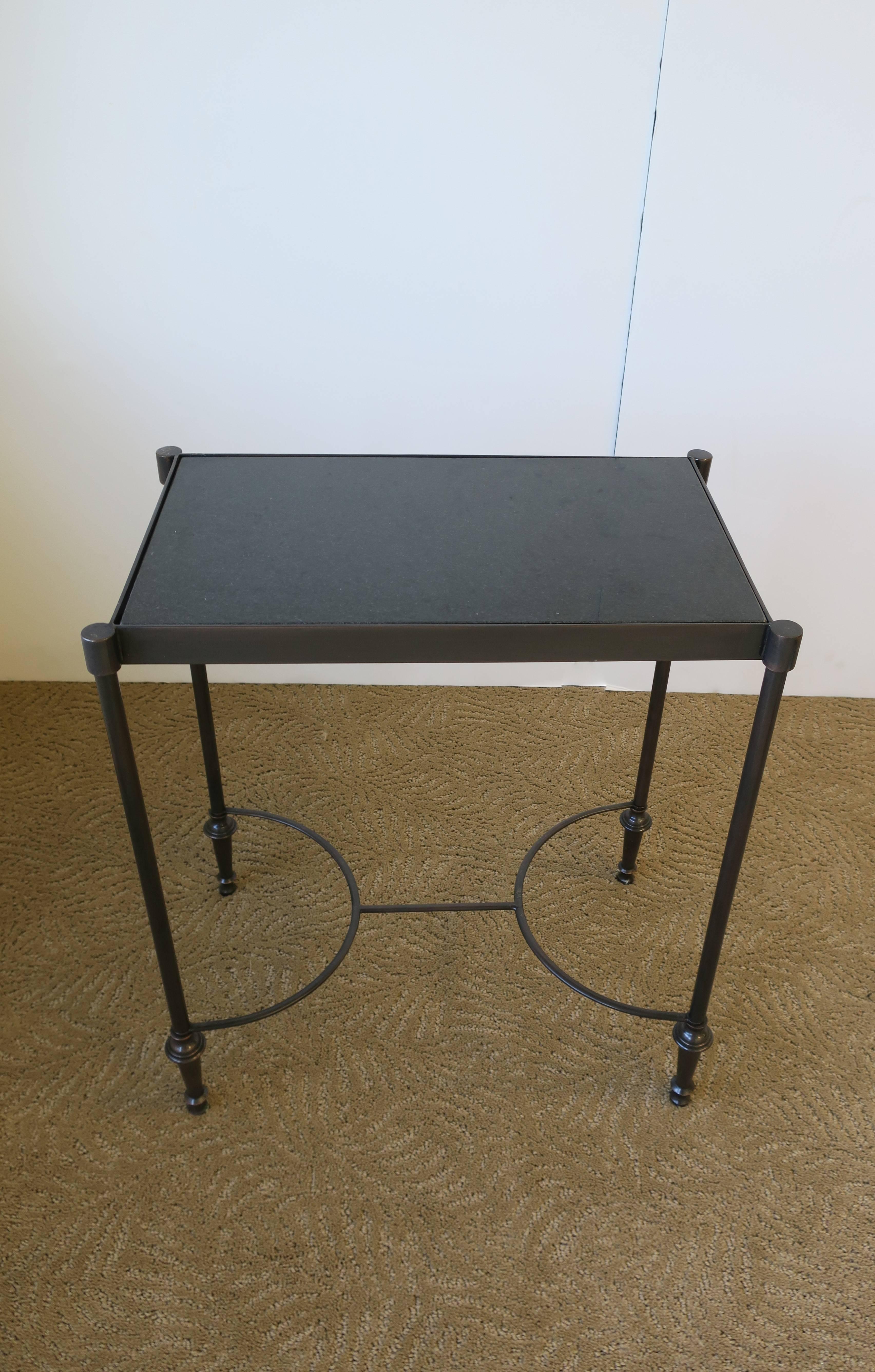 Small Side or End Table with Black Granite Marble Top in the Style of Jansen 3