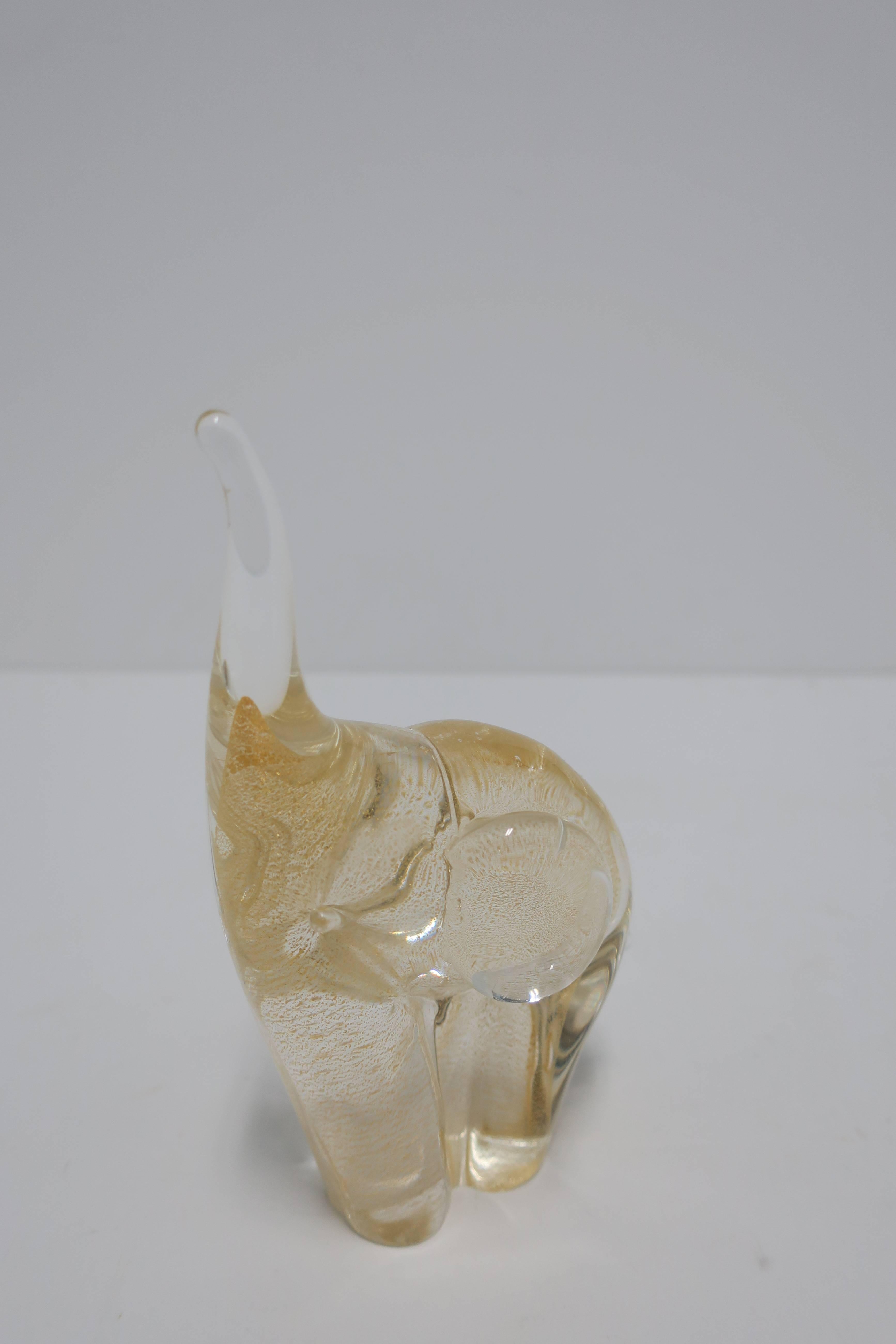 20th Century Clear and Gold Art Glass Elephant Sculpture