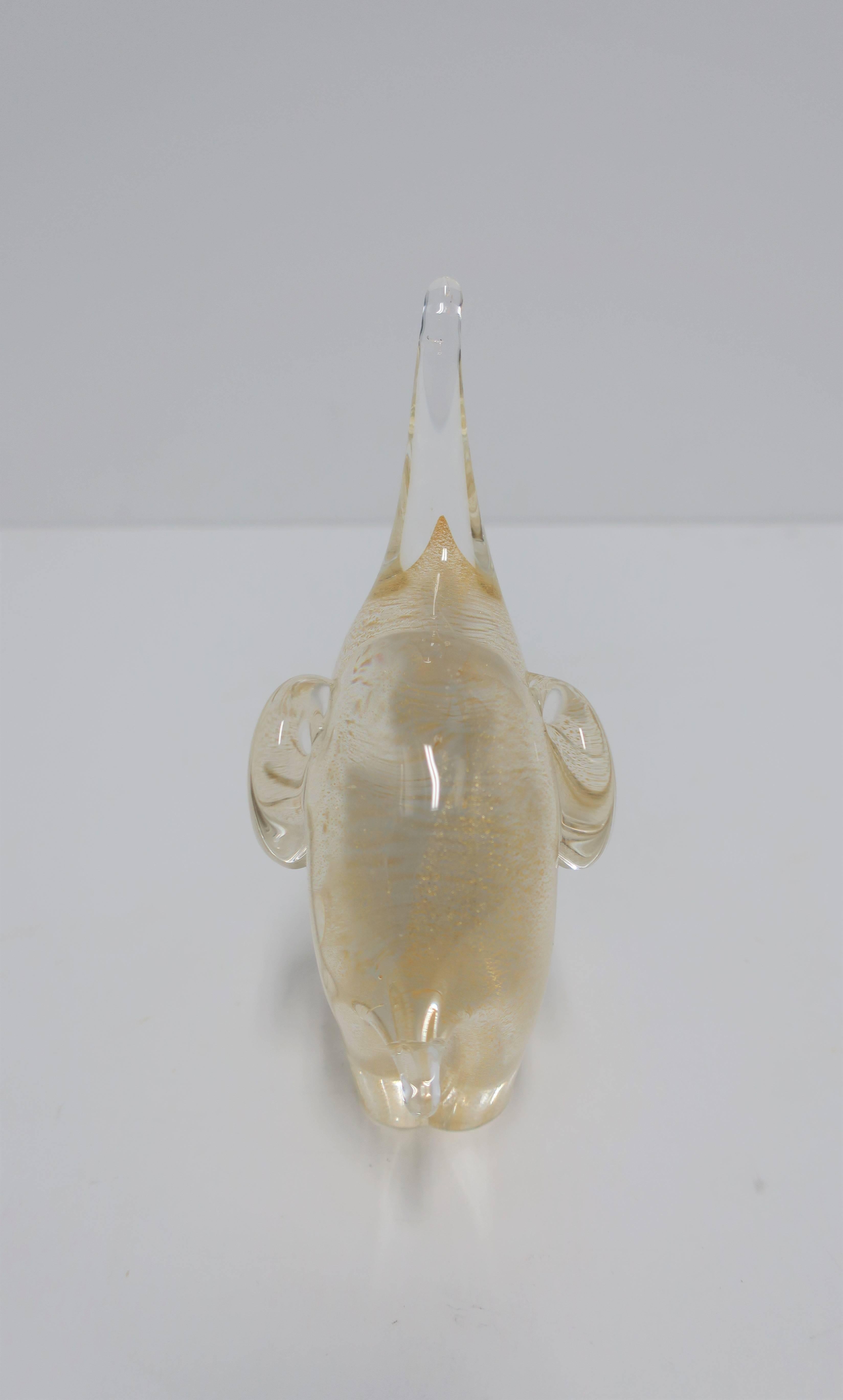 Clear and Gold Art Glass Elephant Sculpture 1