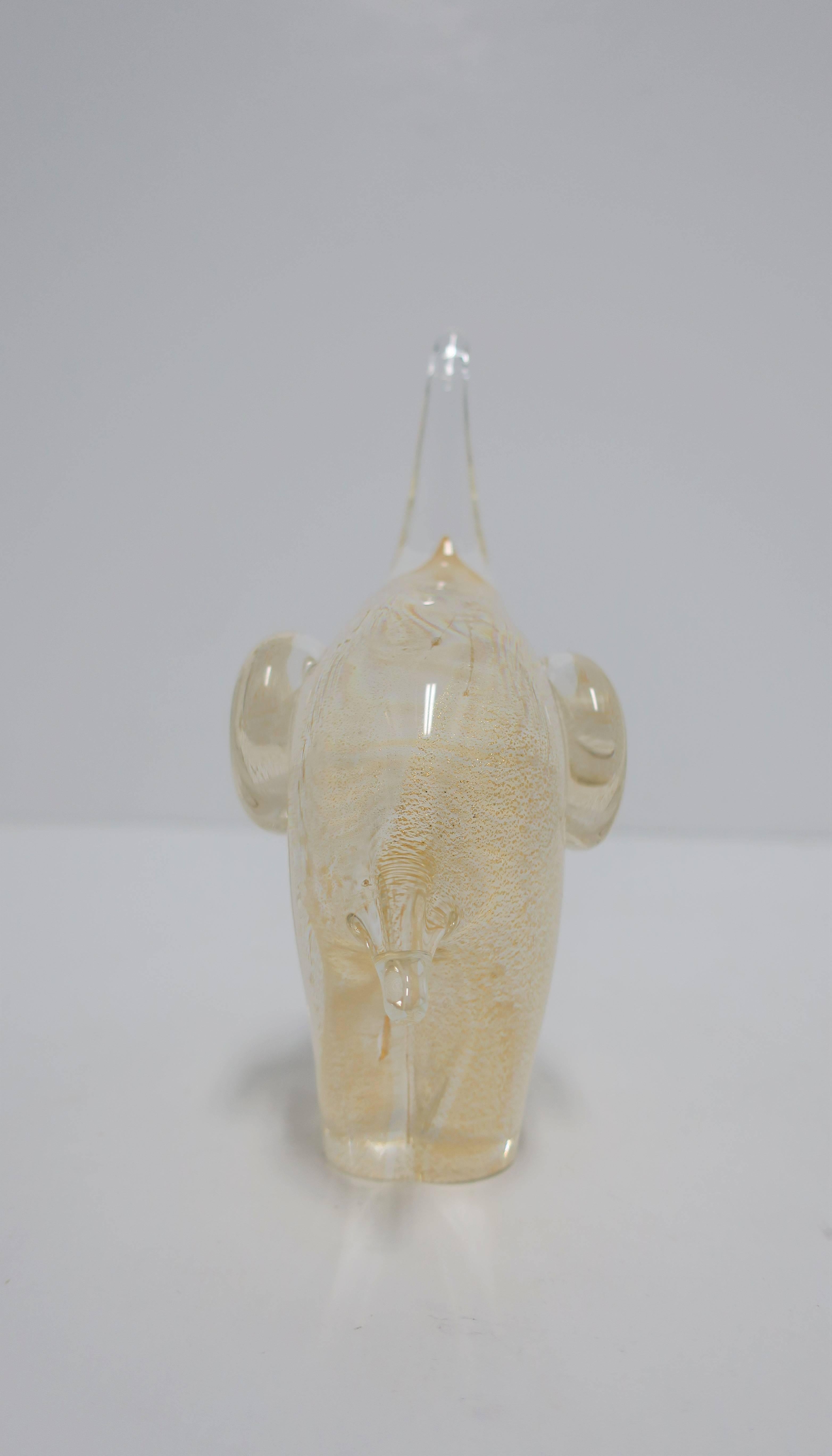 Clear and Gold Art Glass Elephant Sculpture 2