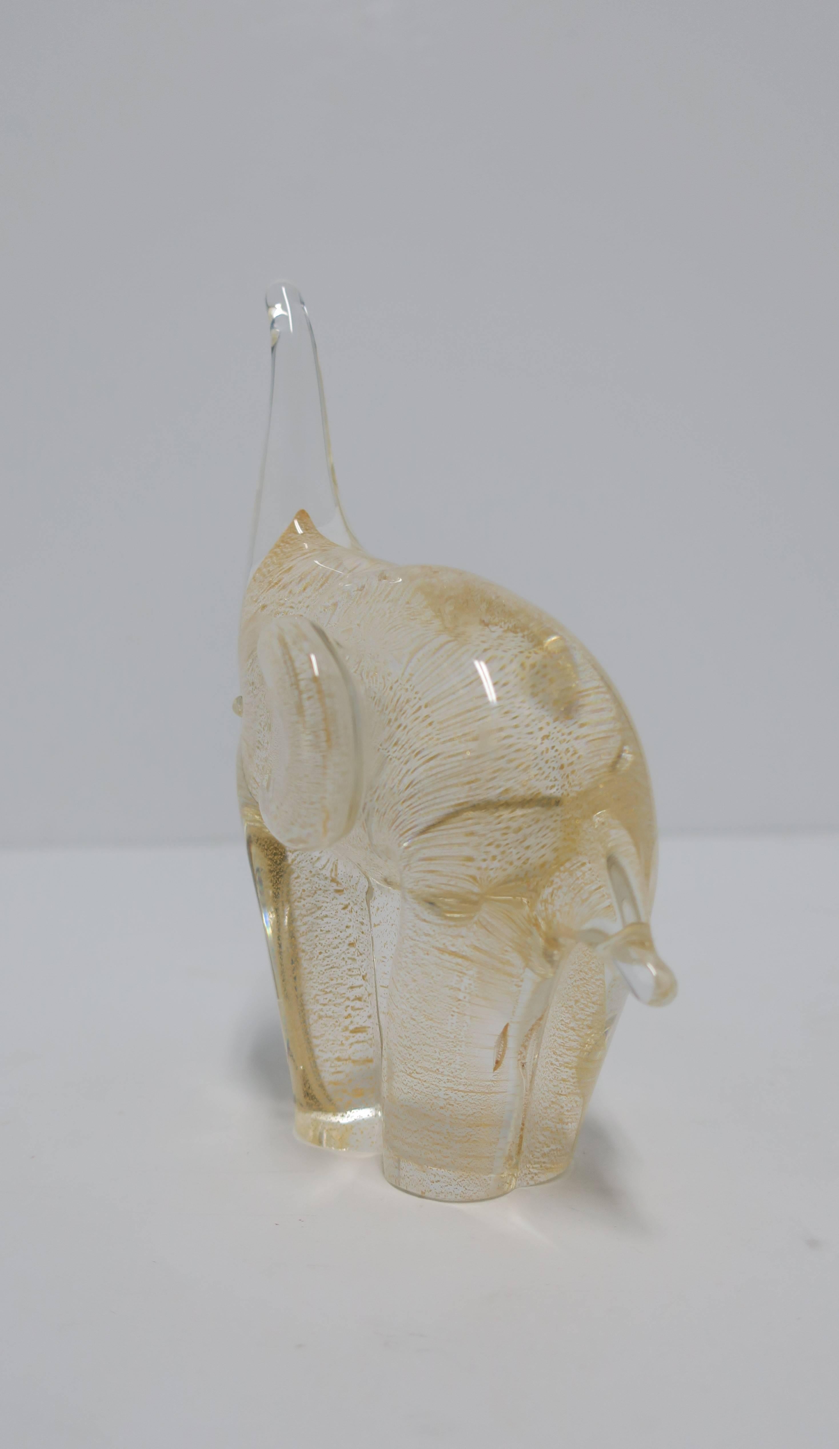 Clear and Gold Art Glass Elephant Sculpture 3