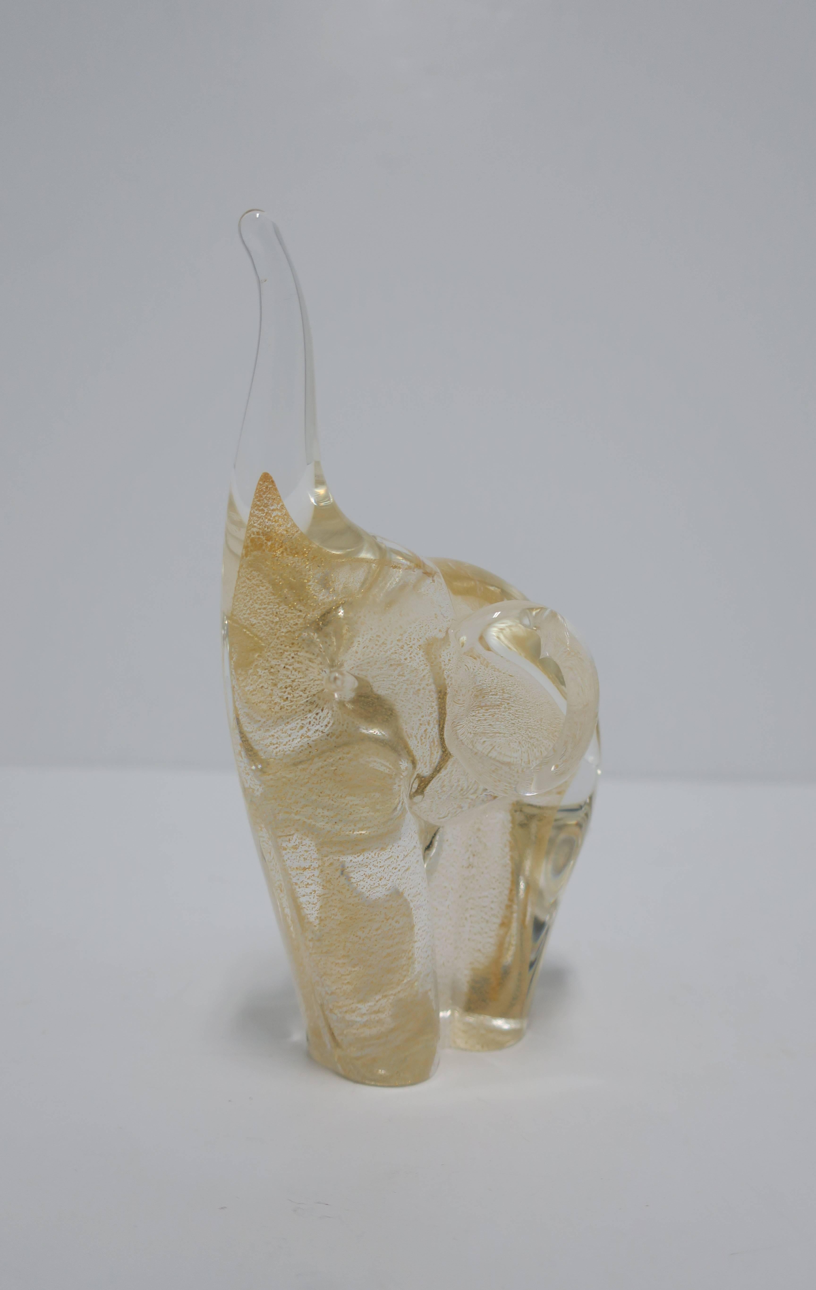 Clear and Gold Art Glass Elephant Sculpture 4