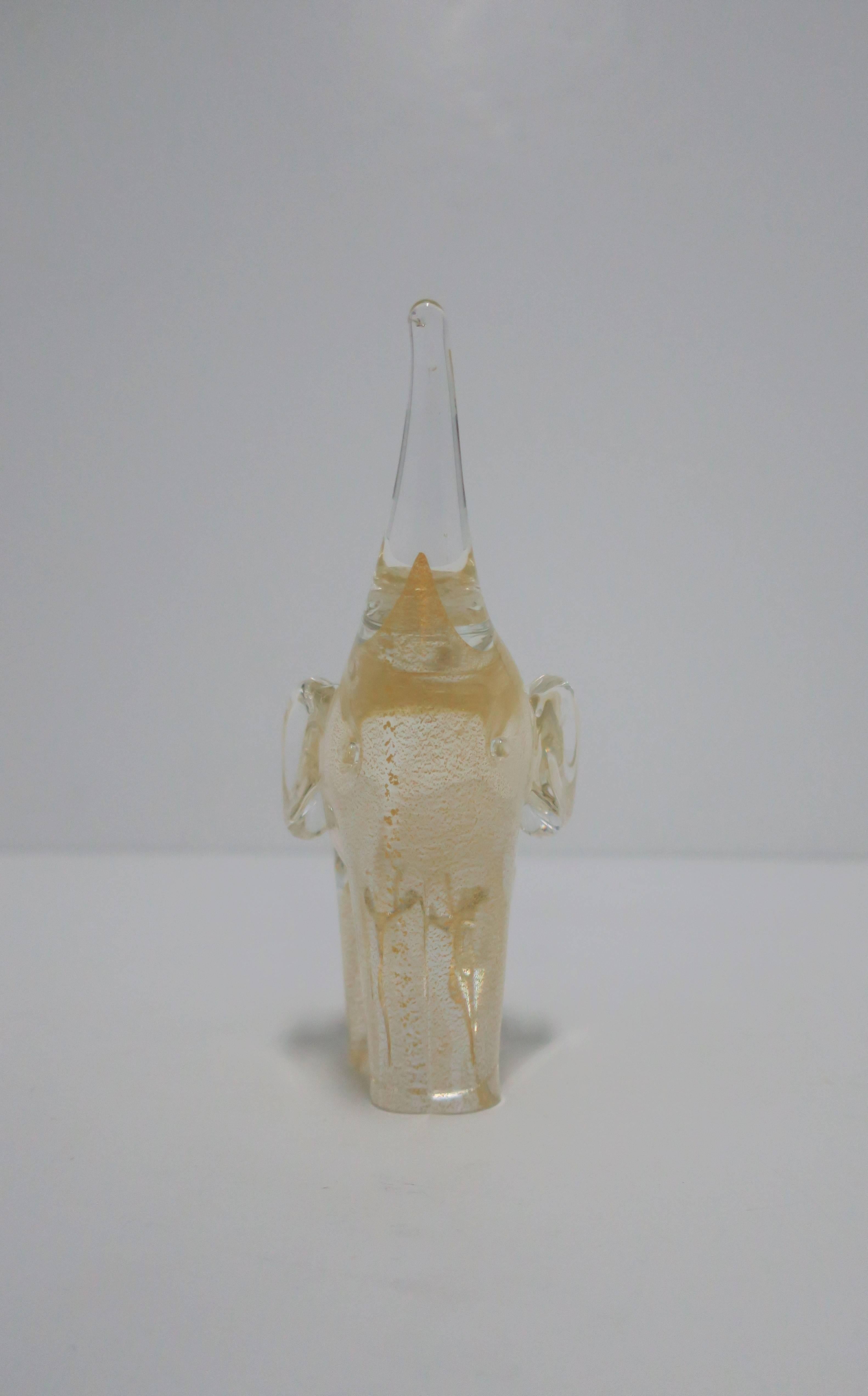 Clear and Gold Art Glass Elephant Sculpture 5