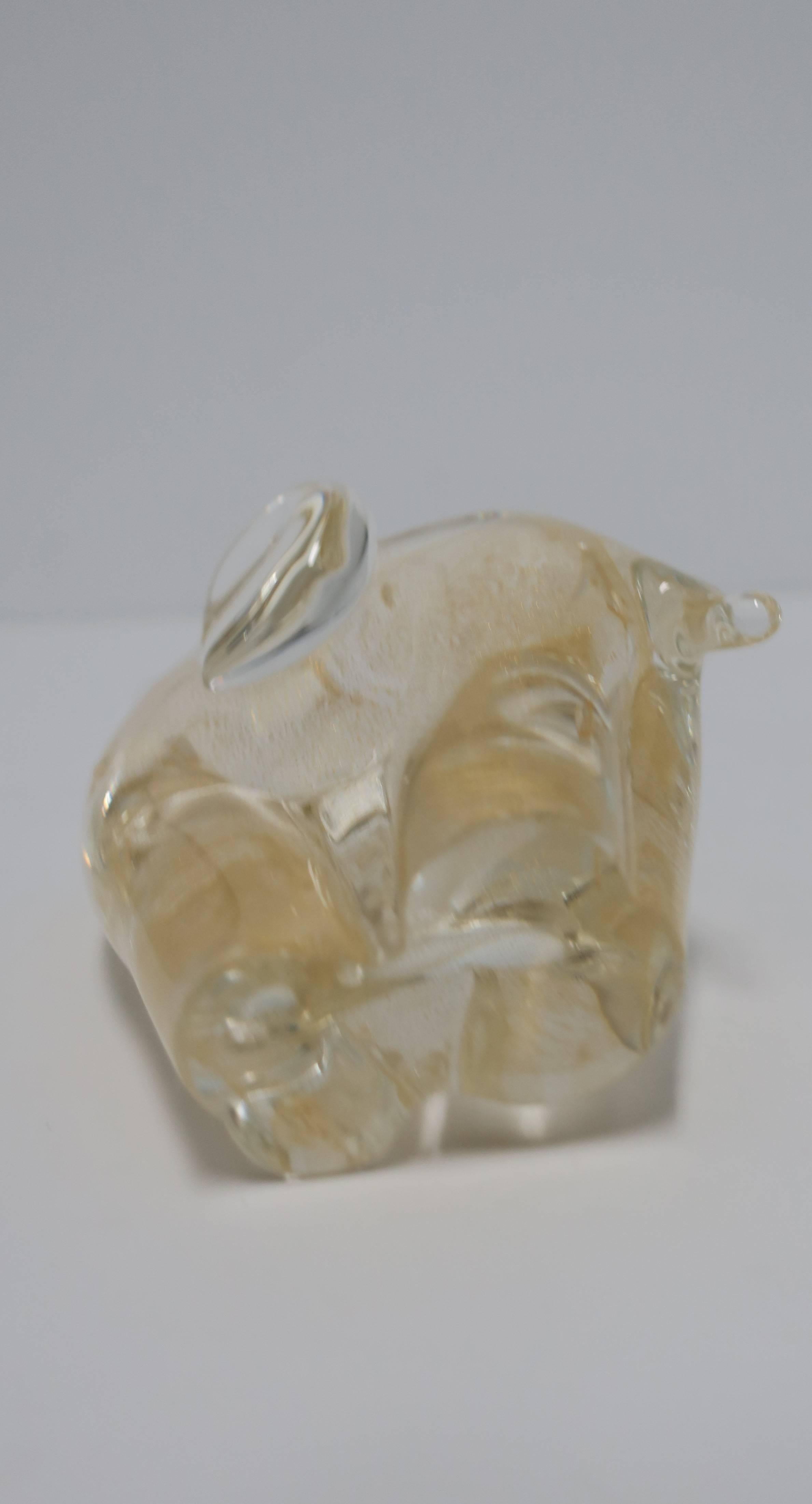 Clear and Gold Art Glass Elephant Sculpture 6