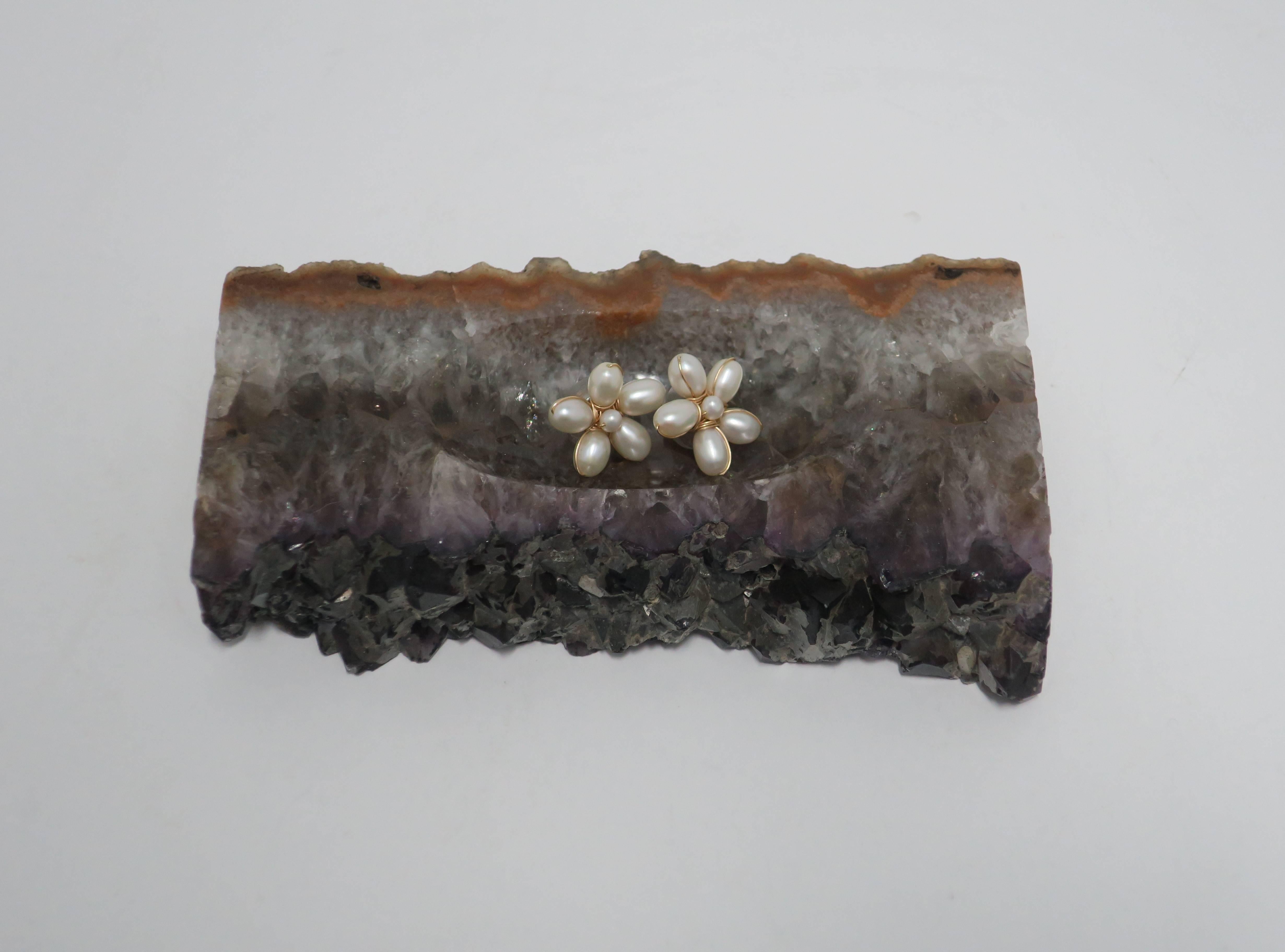 Purple Amethyst Natural Crystal Jewelry Dish Organic Modern Style For Sale 3