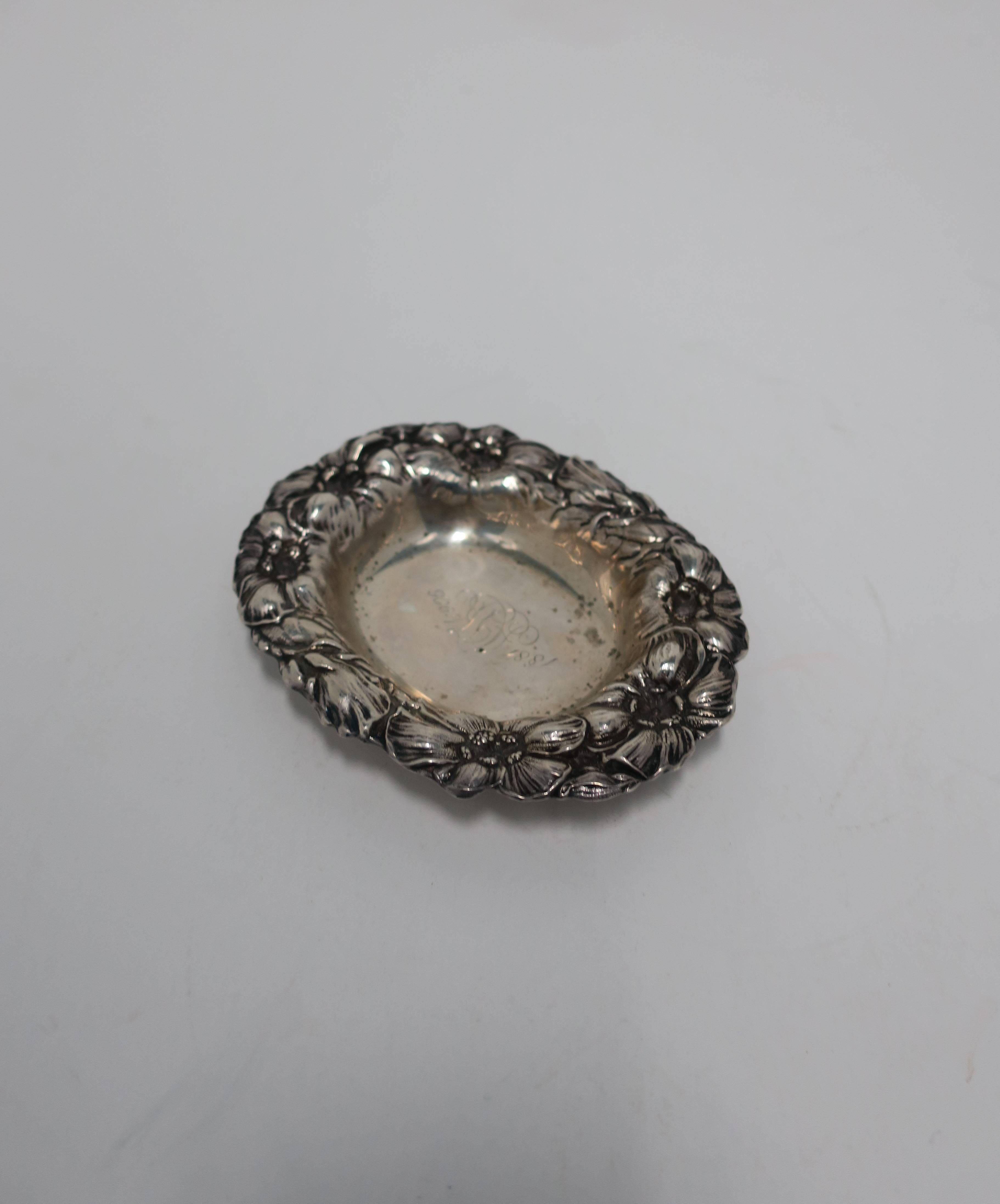 Late 19th Century Antique Sterling Silver Jewelry Dish For Sale