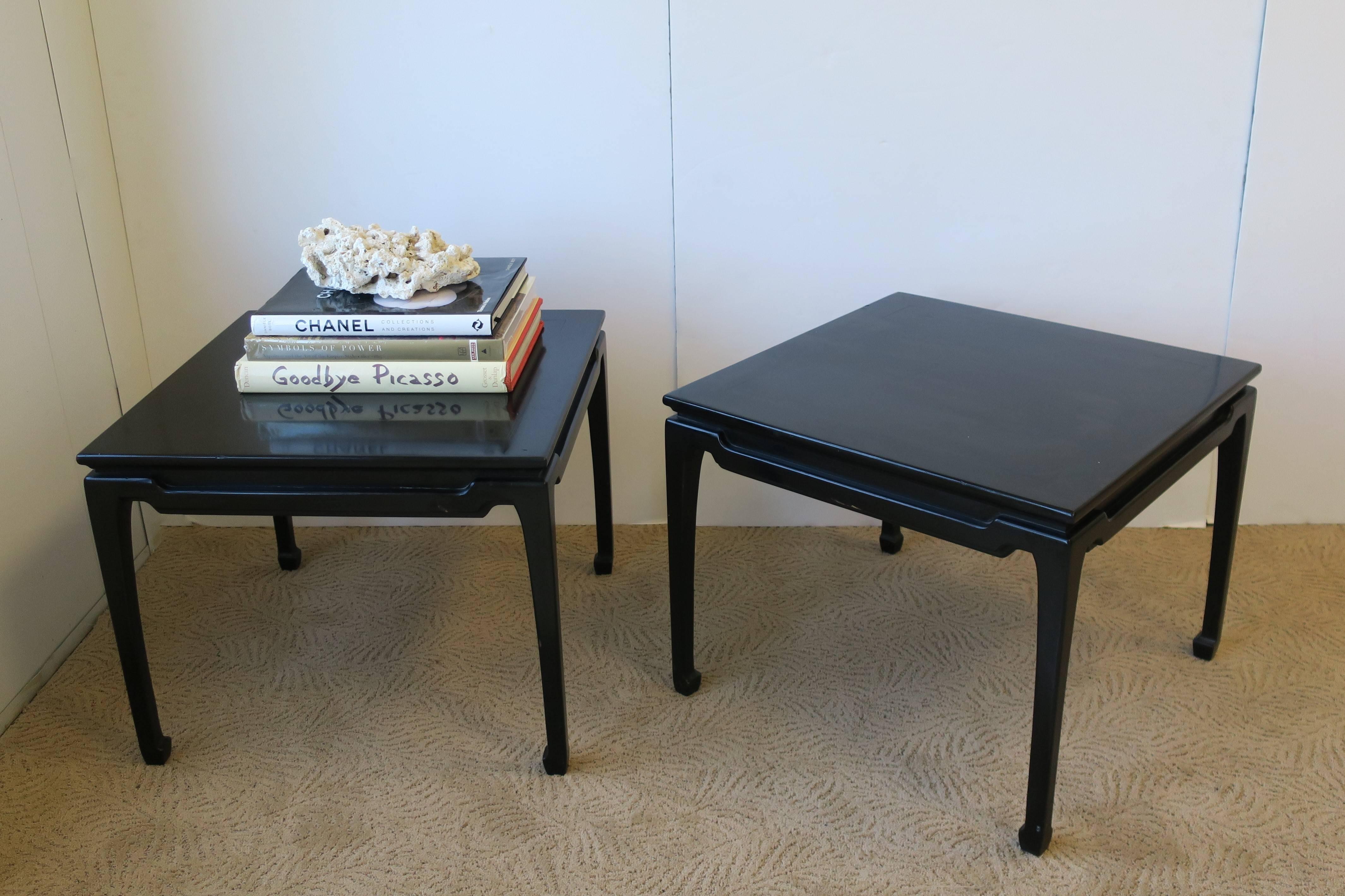 Pair Black Wood End Tables In Good Condition In New York, NY