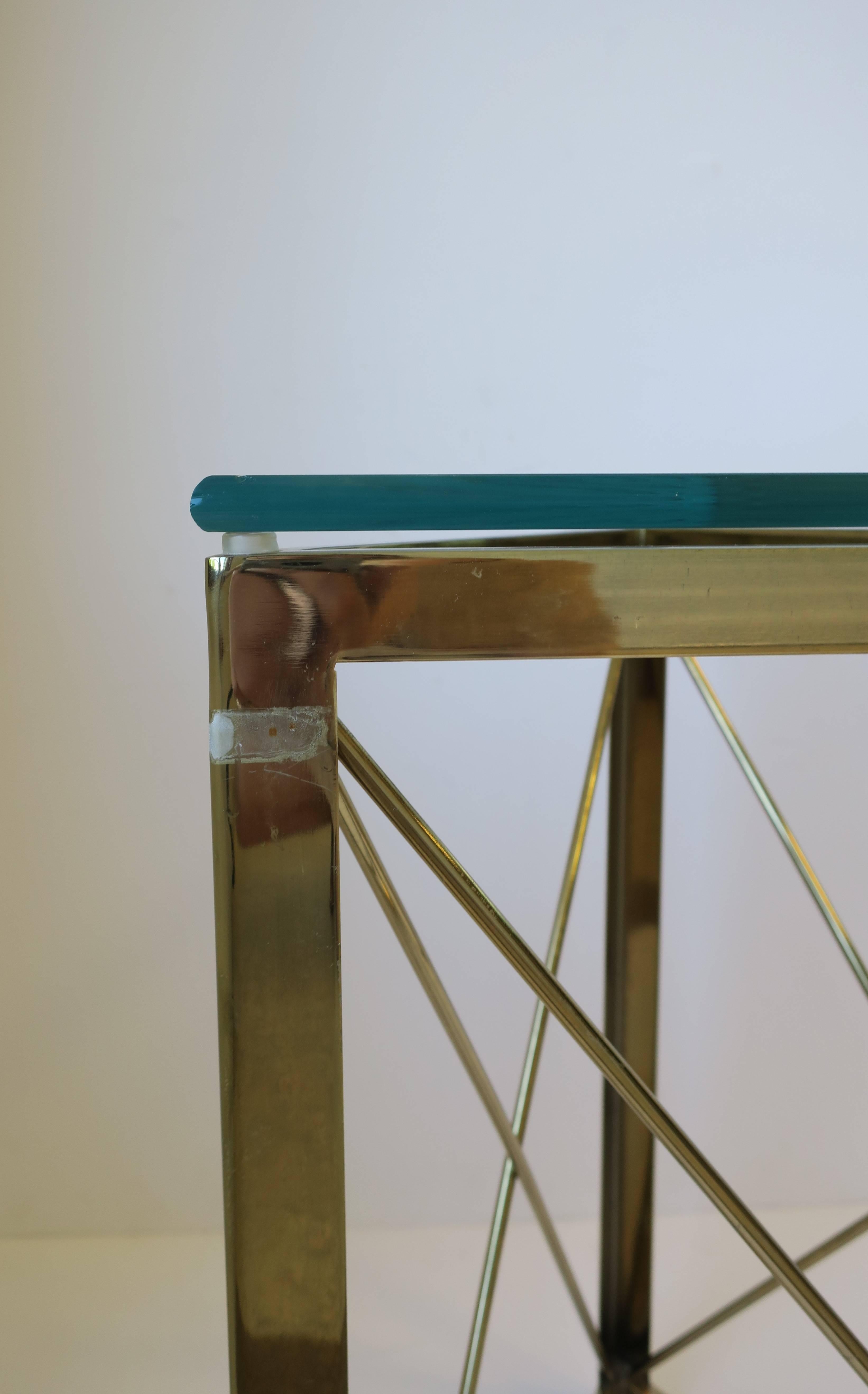 Modern Triangle Brass and Glass Side or Drinks Table 3