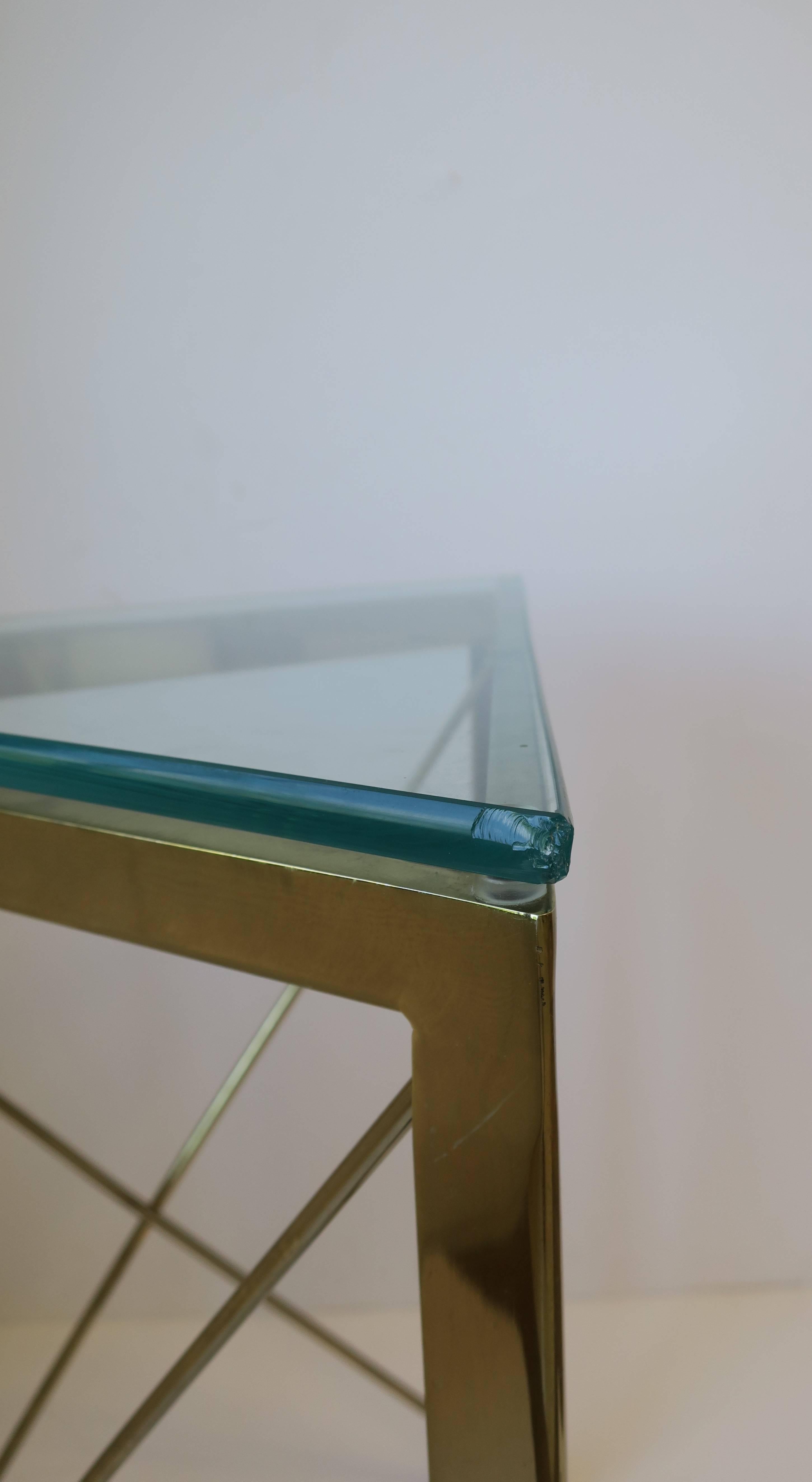 Modern Triangle Brass and Glass Side or Drinks Table 4