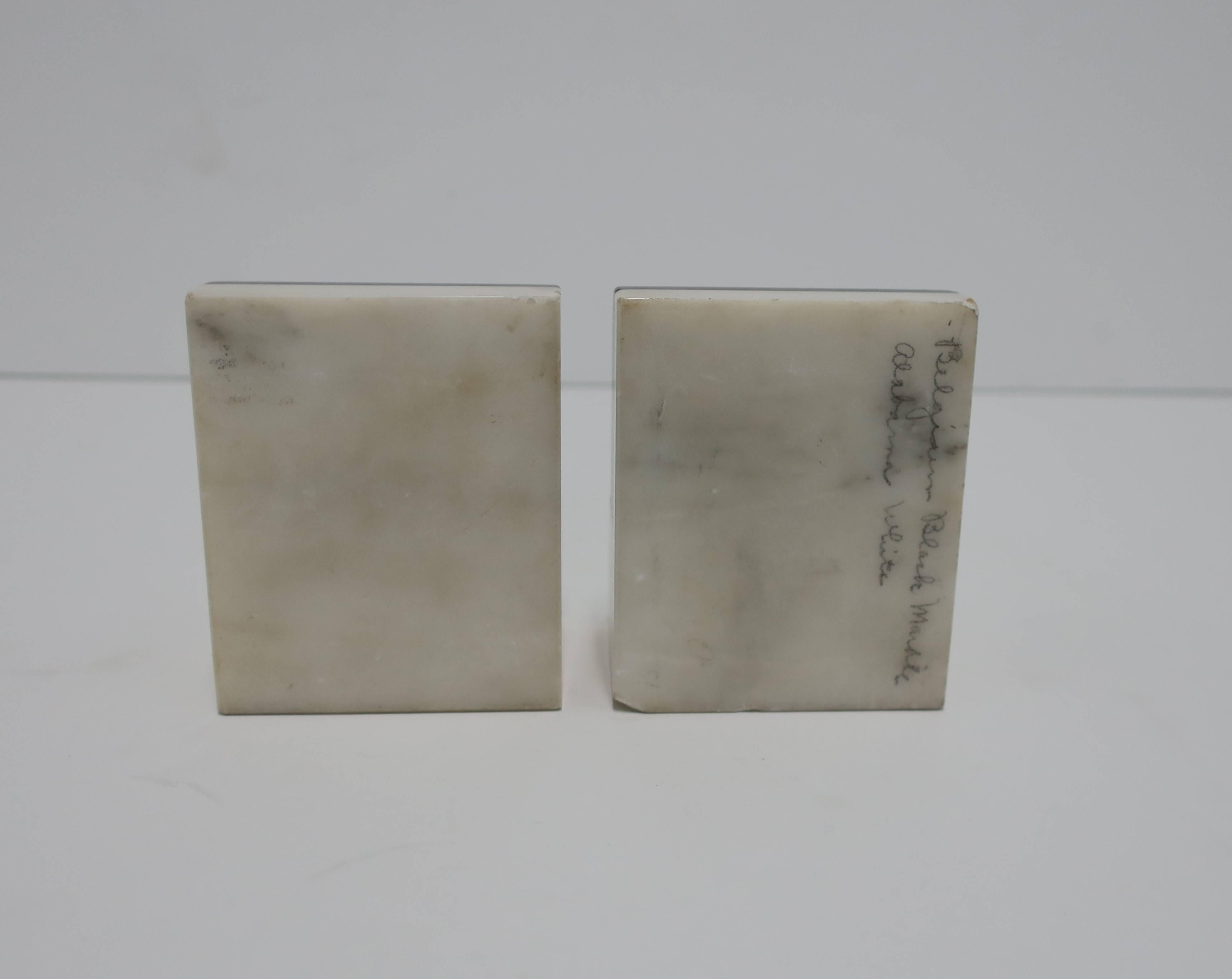 Pair Art Deco Black and White Marble Bookends 6