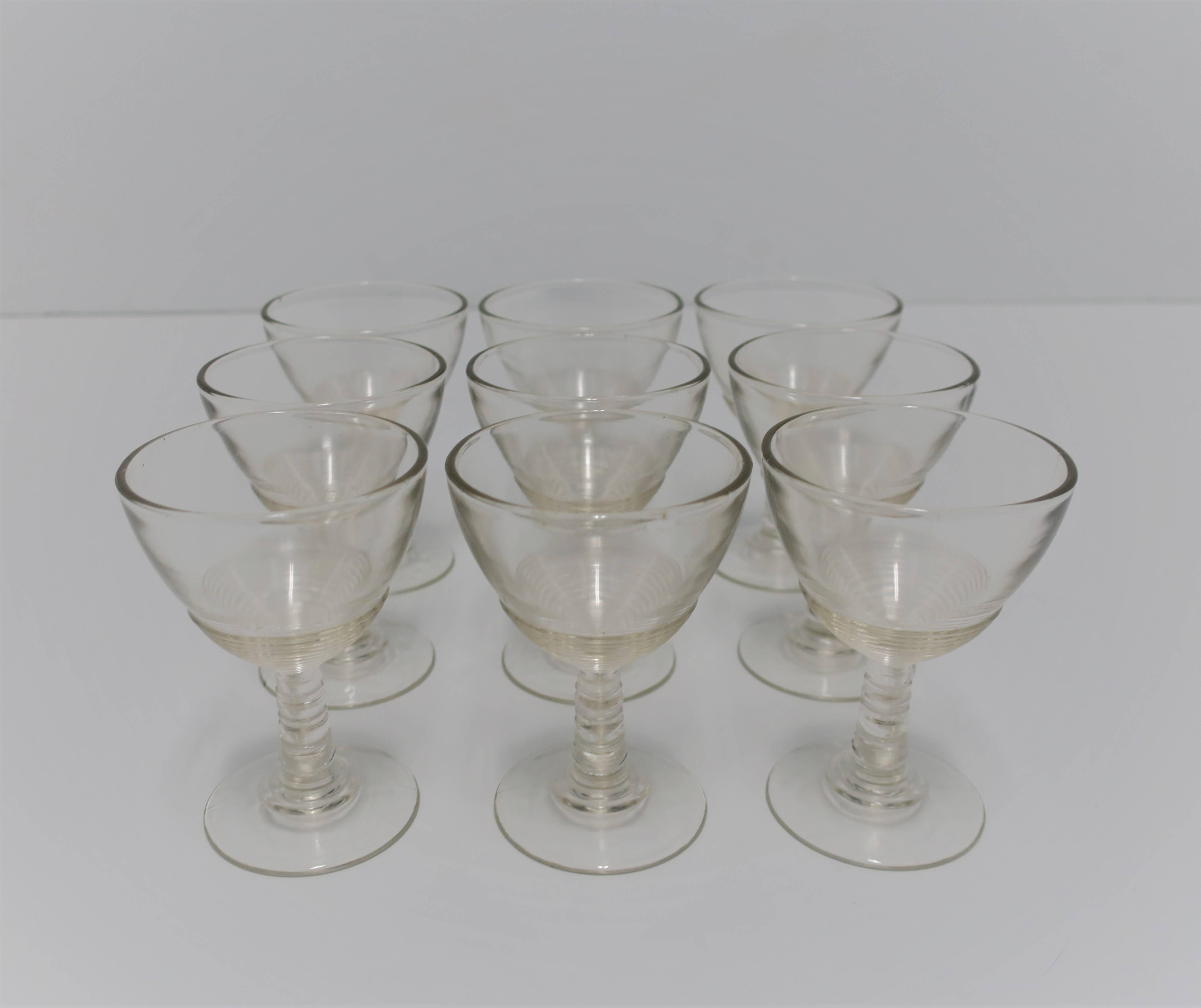 Early 20th Century Modern Clear Glassware Set of 9, circa 1920s