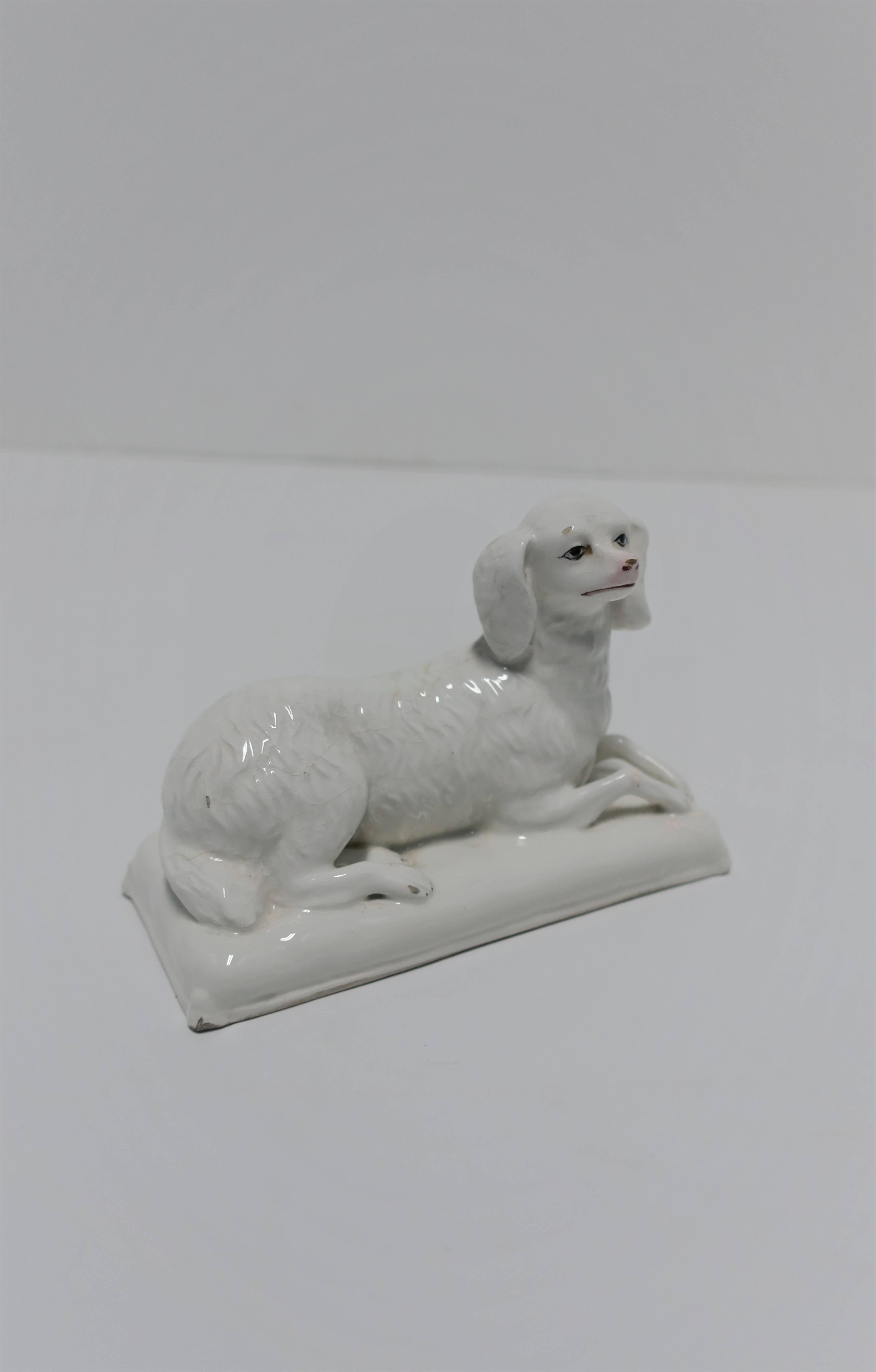 Italian White Porcelain Dog Sculpture Decorative Object 4