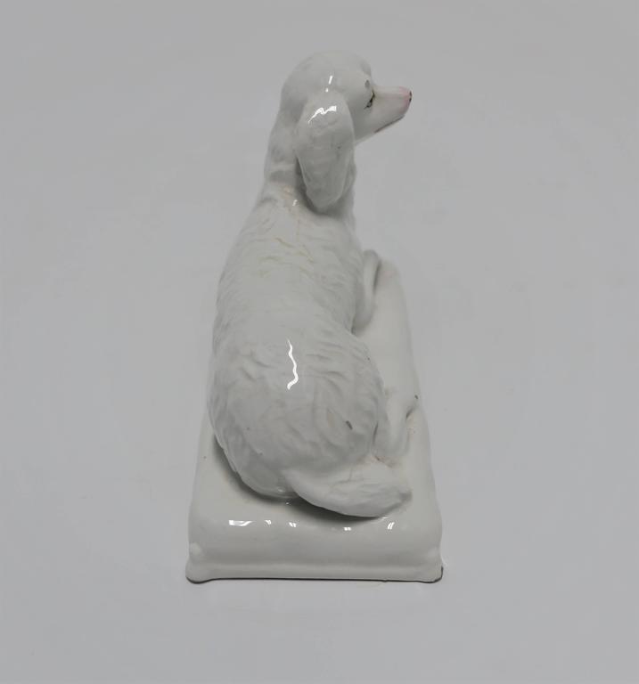 Italian White Porcelain Dog Sculpture Decorative Object at 1stDibs