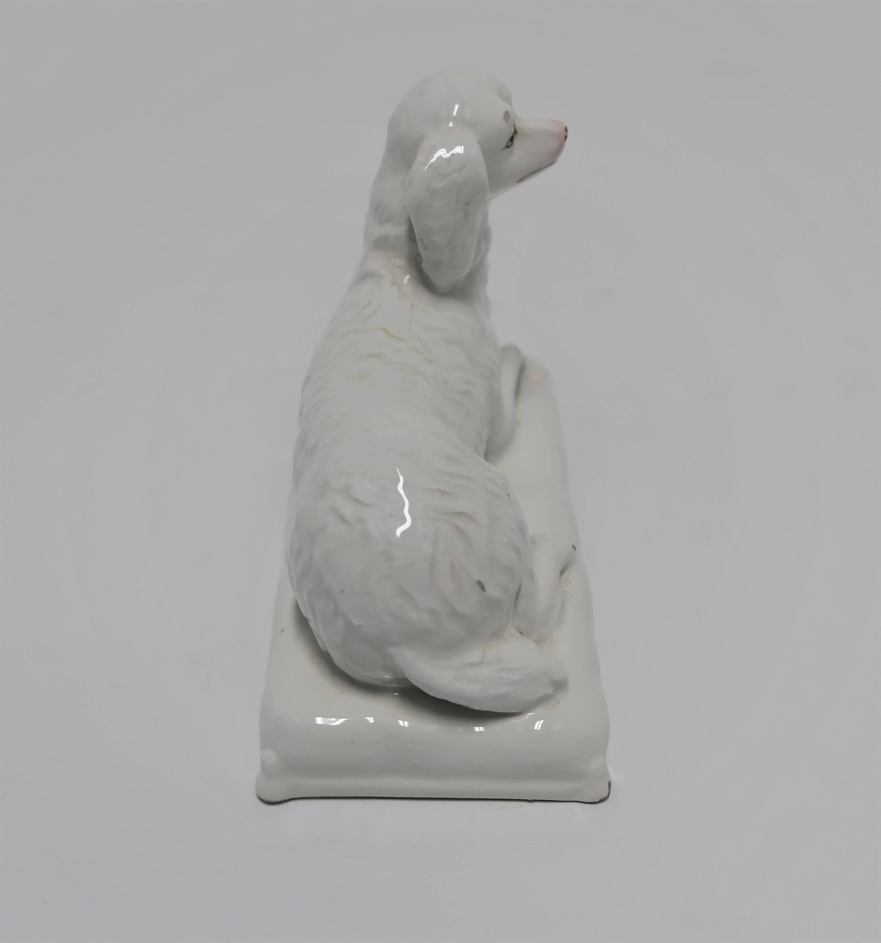 Italian White Porcelain Dog Sculpture Decorative Object 5