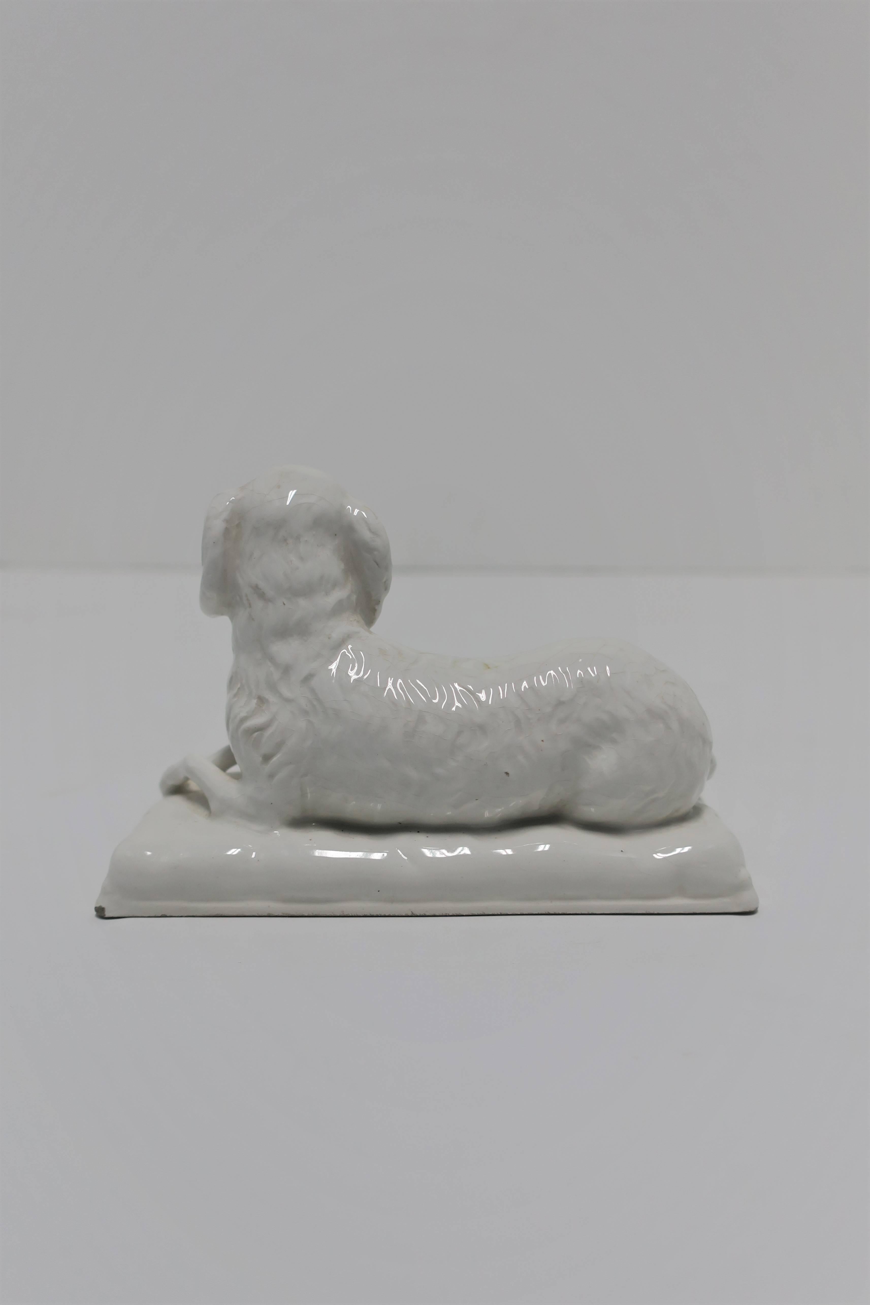 Italian White Porcelain Dog Sculpture Decorative Object 6